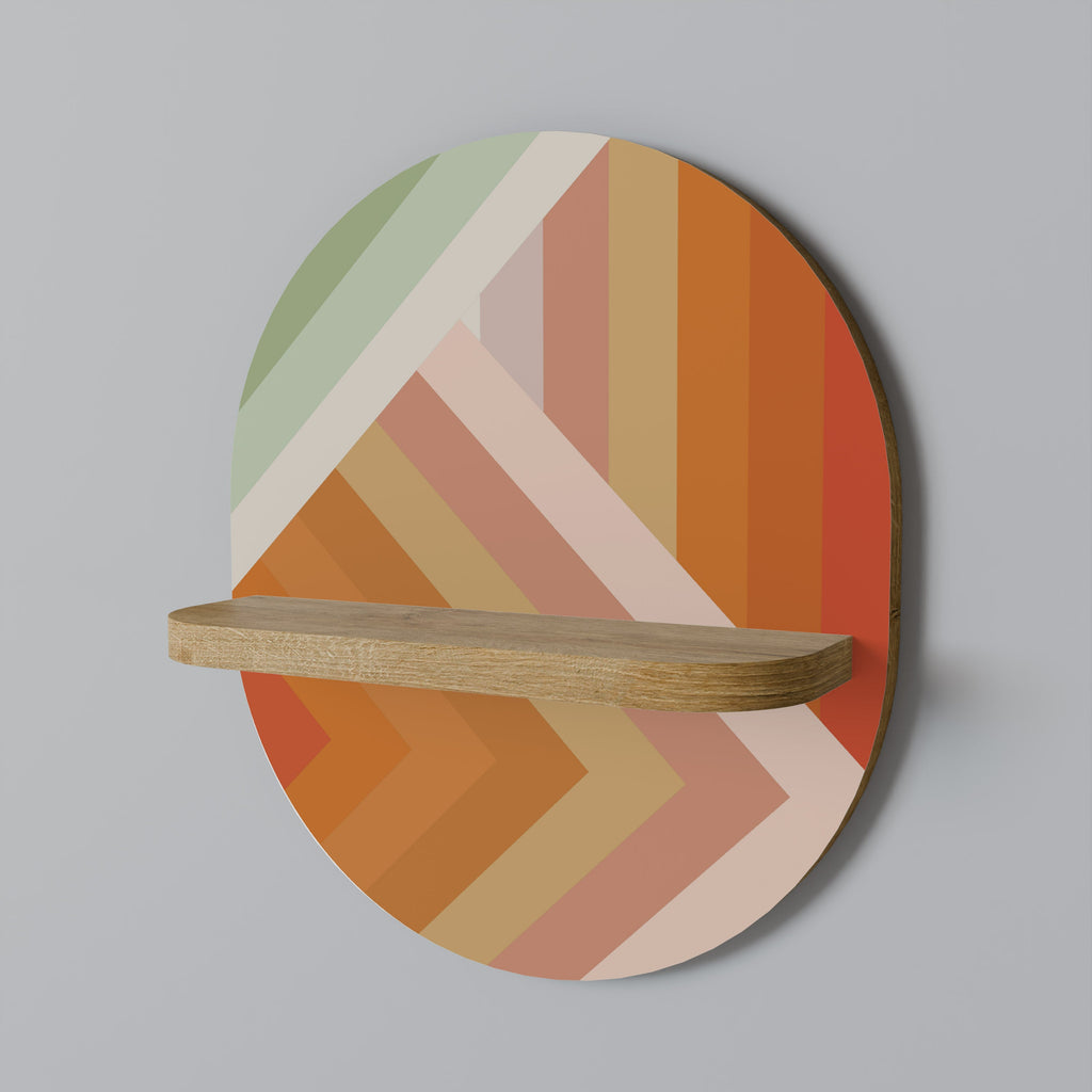 GRADIENT PICKS Oval Art Shelf In Oak Effect