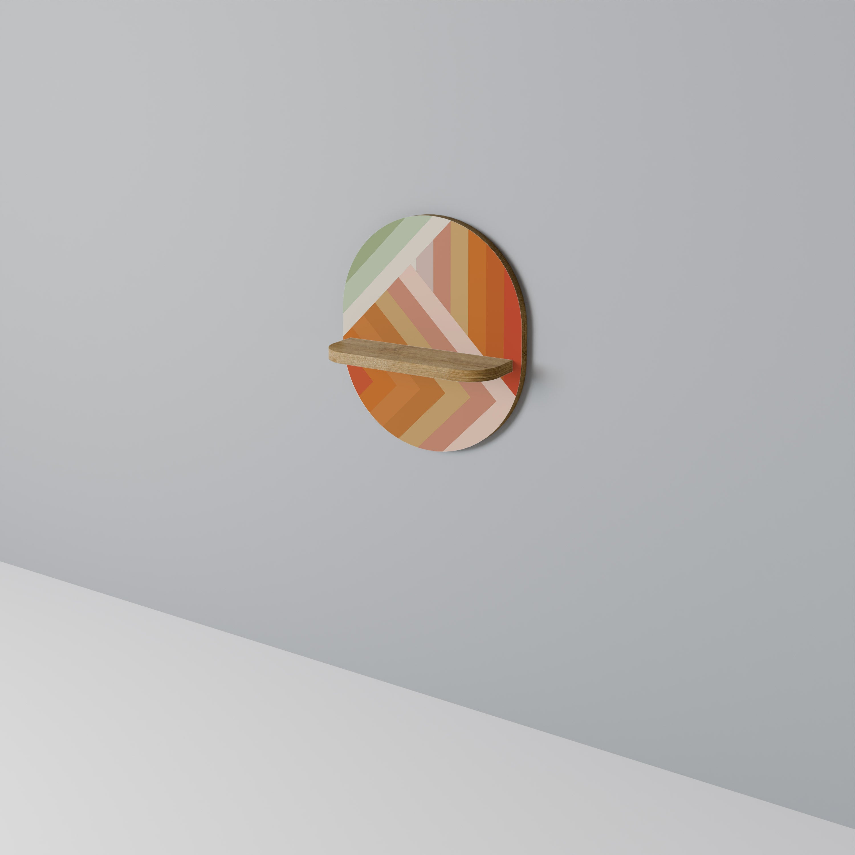 GRADIENT PICKS Oval Art Shelf In Oak Effect
