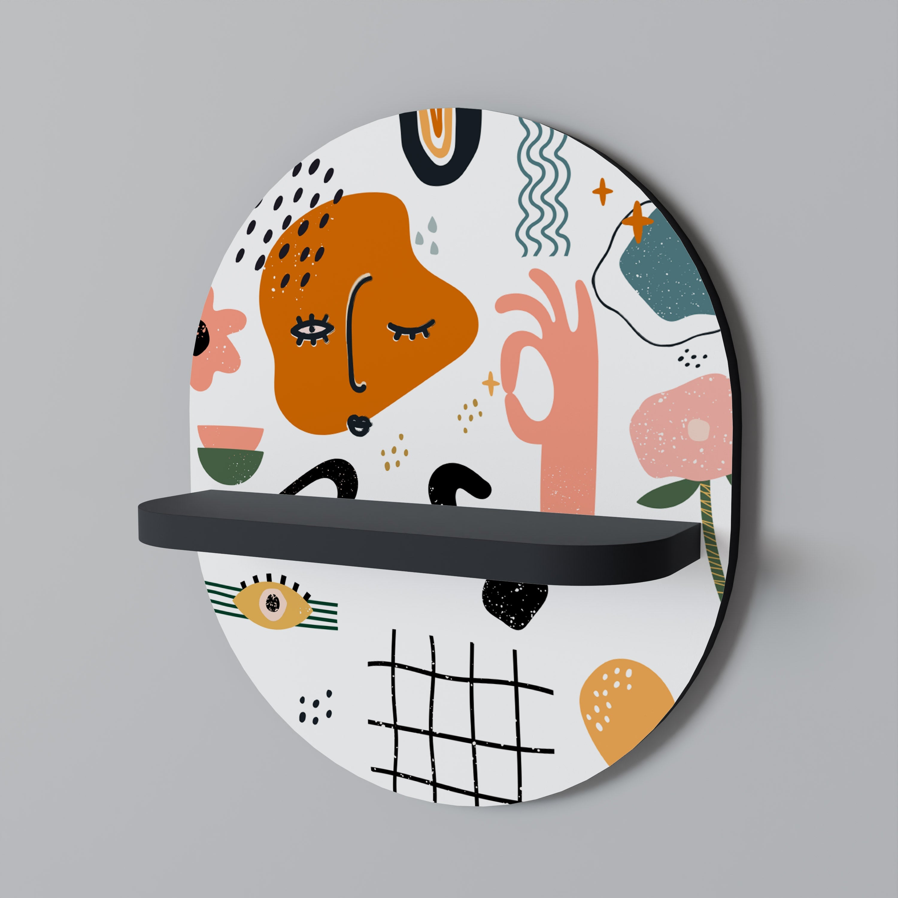 Οβάλ Ράφι Τέχνης MATISSE WHIMSY σε Μαύρο Φινίρισμα