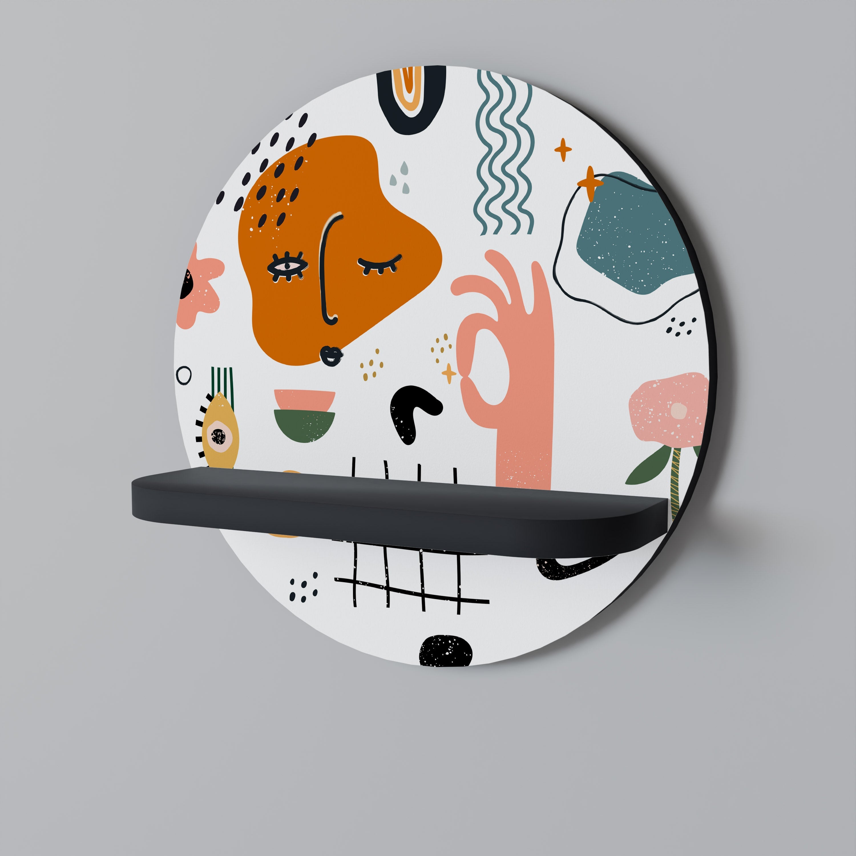 Στρογγυλό ράφι τέχνης MATISSE WHIMSY σε μαύρο φινίρισμα