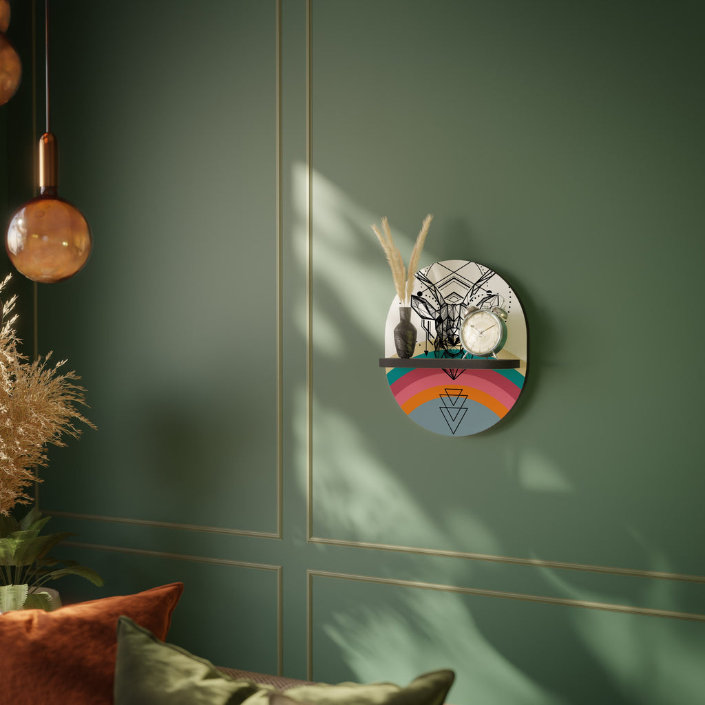 DEER OF COLOR Oval Art Shelf In Black Finish