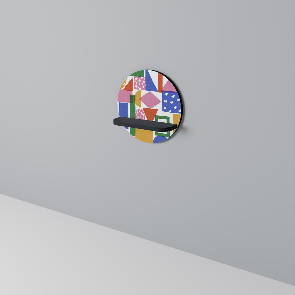Στρογγυλό ράφι τέχνης GEOMETRIC GLIMMER σε μαύρο φινίρισμα