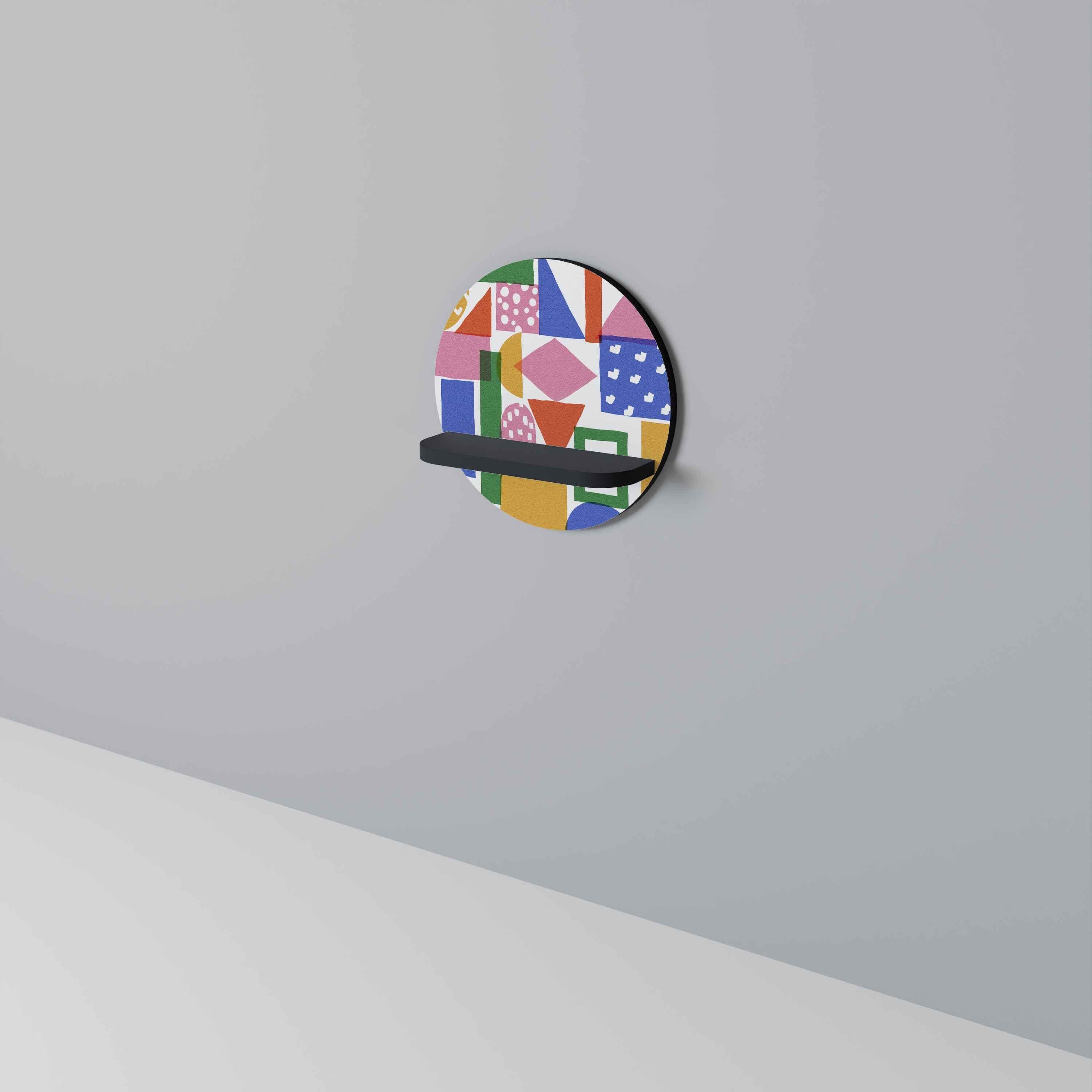 Στρογγυλό ράφι τέχνης GEOMETRIC GLIMMER σε μαύρο φινίρισμα