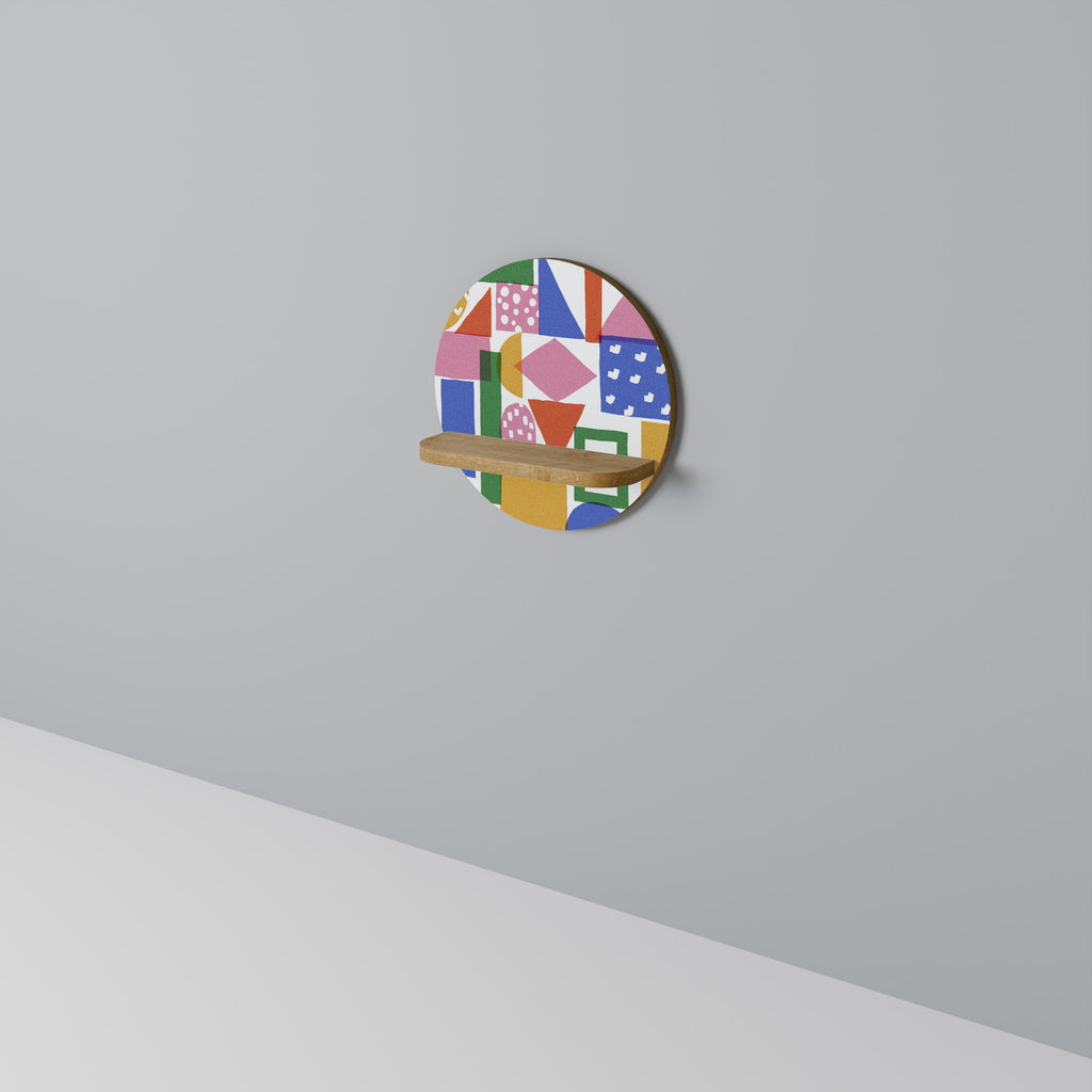 Στρογγυλό ράφι τέχνης GEOMETRIC GLIMMER σε όψη δρυός