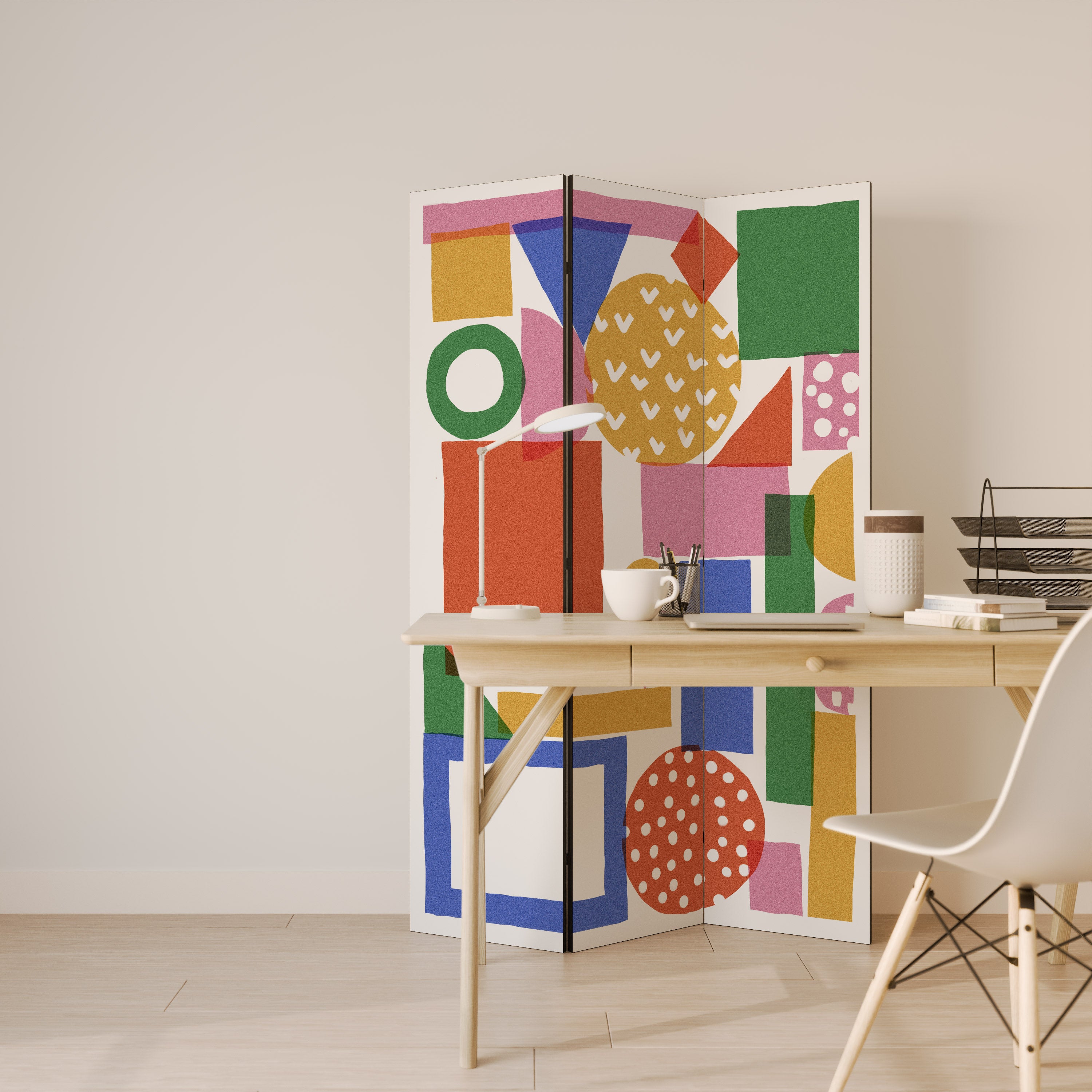 GEOMETRIC GLIMMER Διακοσμητικό παραβάν με 3 πάνελ