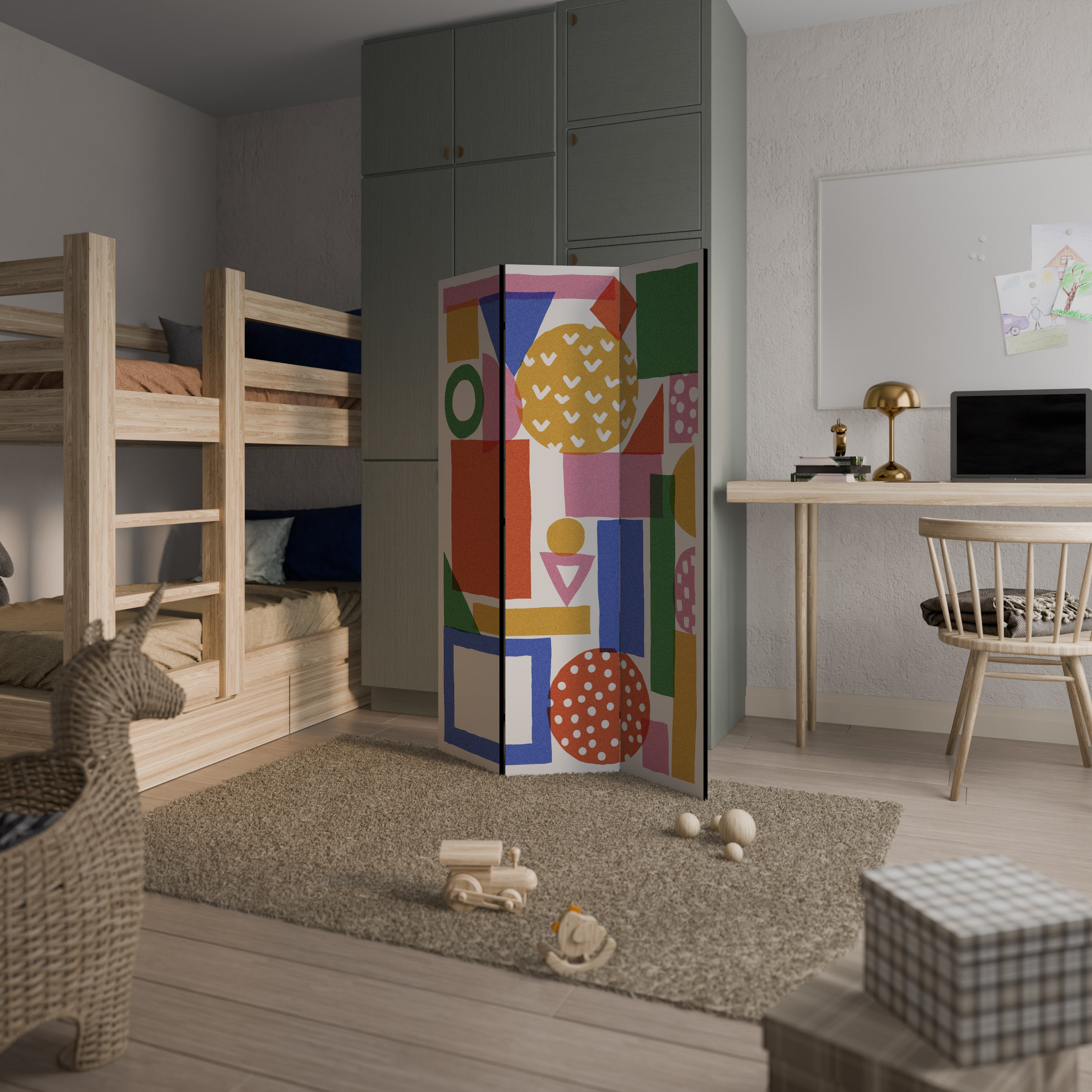 GEOMETRIC GLIMMER Διακοσμητικό παραβάν με 3 πάνελ