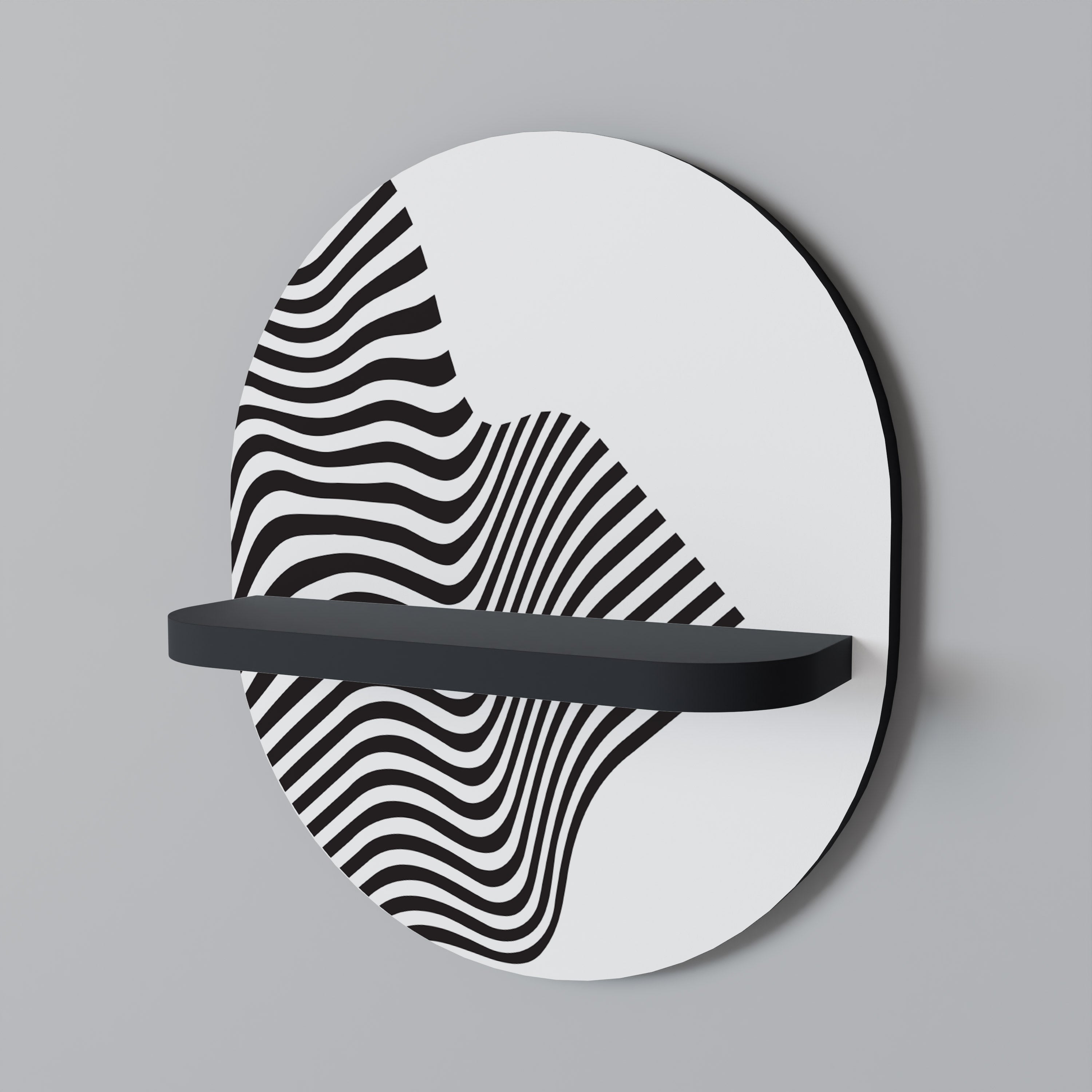 Οβάλ Ράφι Τέχνης ILLUSIONARY FLOW σε Μαύρο Φινίρισμα