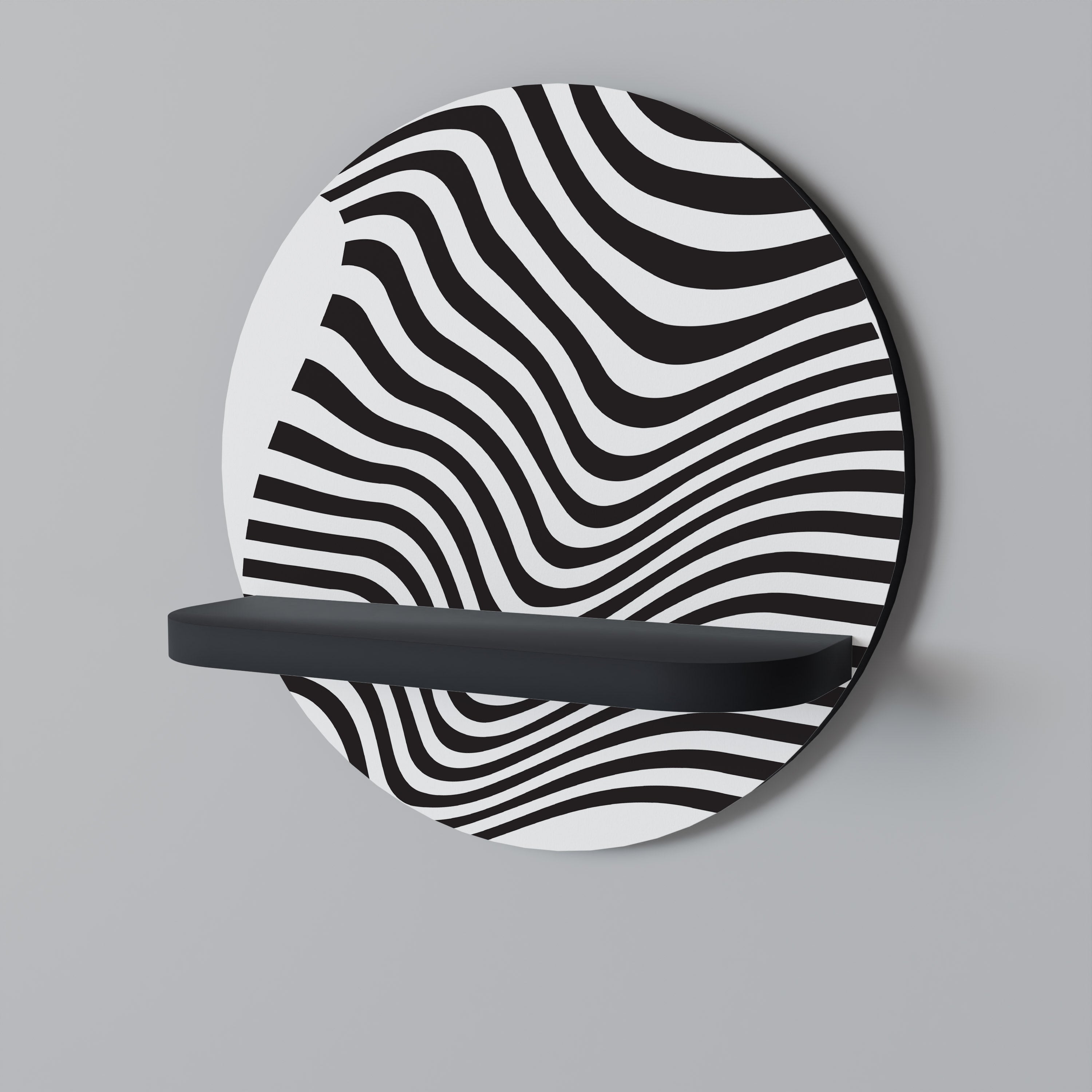 Στρογγυλό ράφι τέχνης ILLUSIONARY FLOW σε μαύρο φινίρισμα