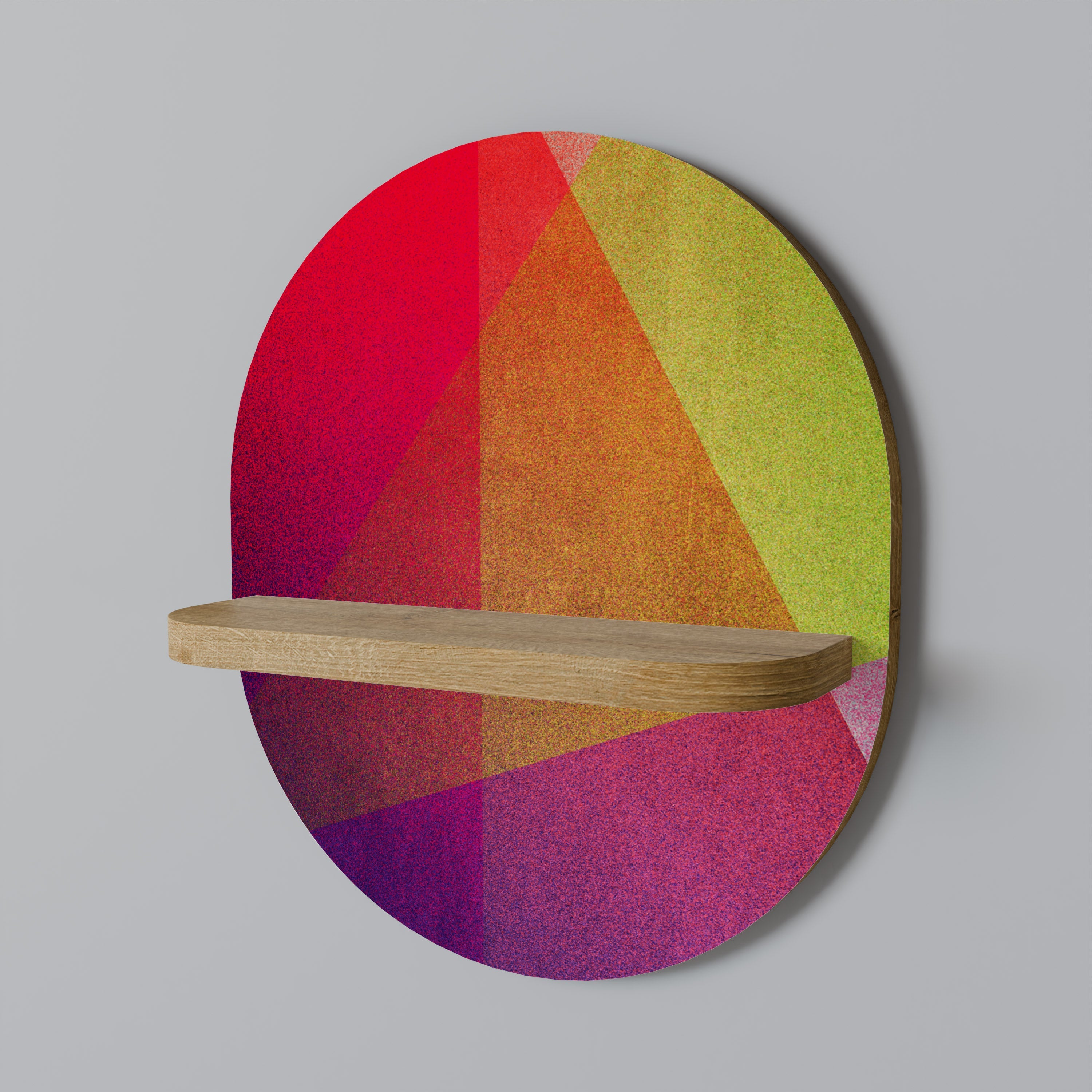VIVID GEOMETRY Oval Art Shelf In Oak Effect