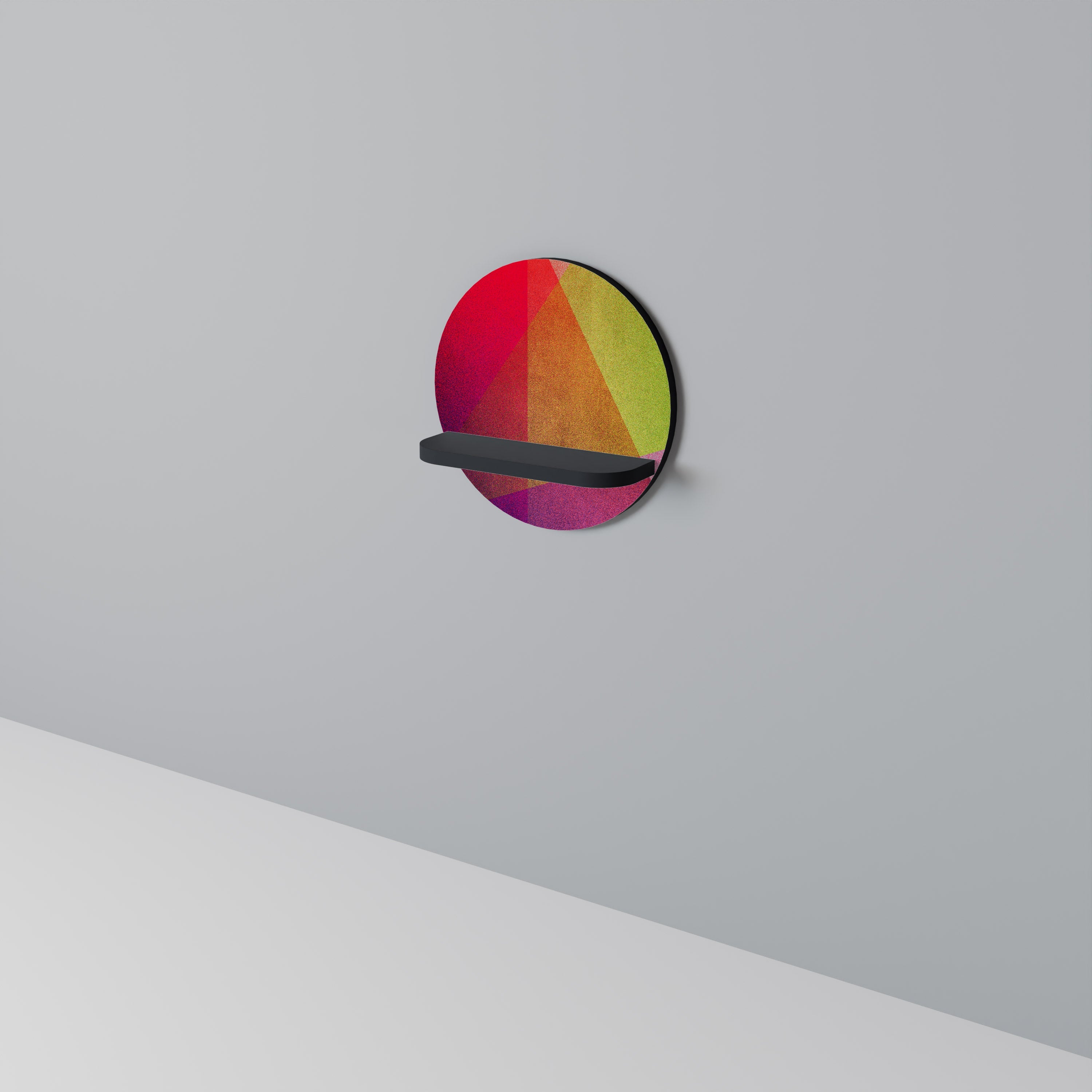 Στρογγυλό ράφι τέχνης VIVID GEOMETRIA σε μαύρο φινίρισμα