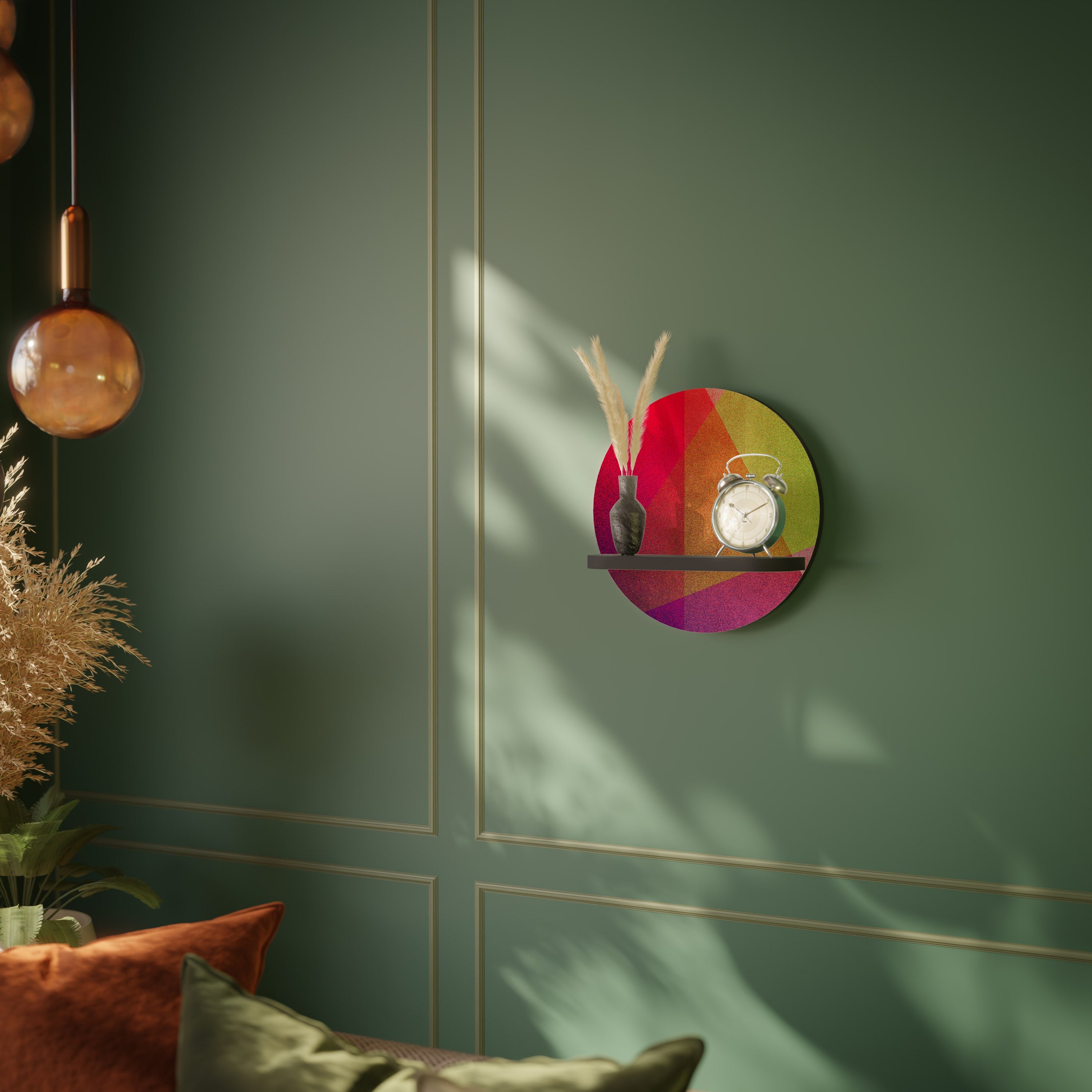 Στρογγυλό ράφι τέχνης VIVID GEOMETRIA σε μαύρο φινίρισμα