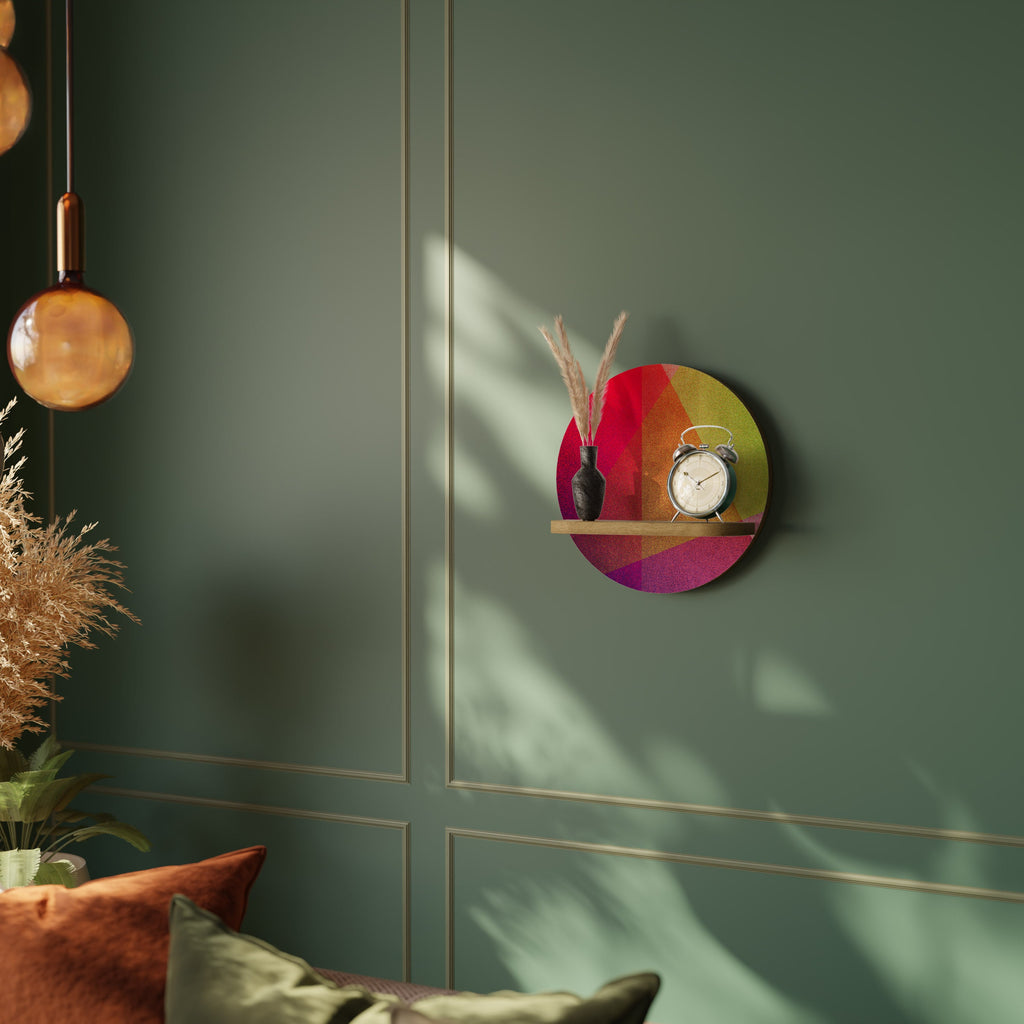 Στρογγυλό ράφι τέχνης VIVID GEOMETRIA σε εφέ δρυός
