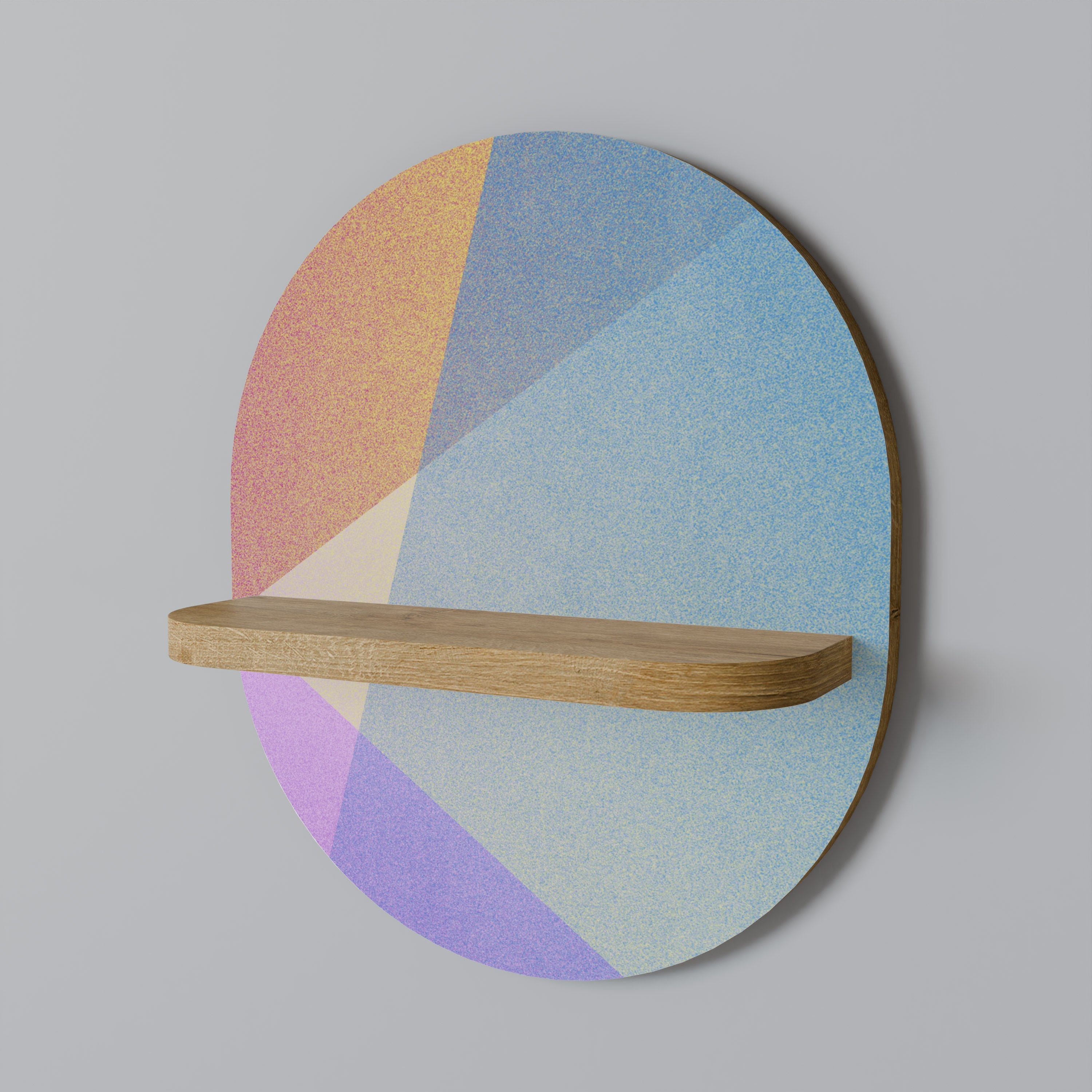 BRIGHT GEOMETRY Oval Art Shelf In Oak Effect