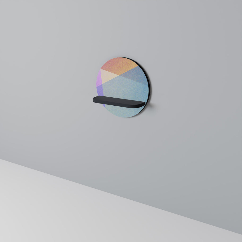 Στρογγυλό ράφι τέχνης BRIGHT GEOMETRIA σε μαύρο φινίρισμα