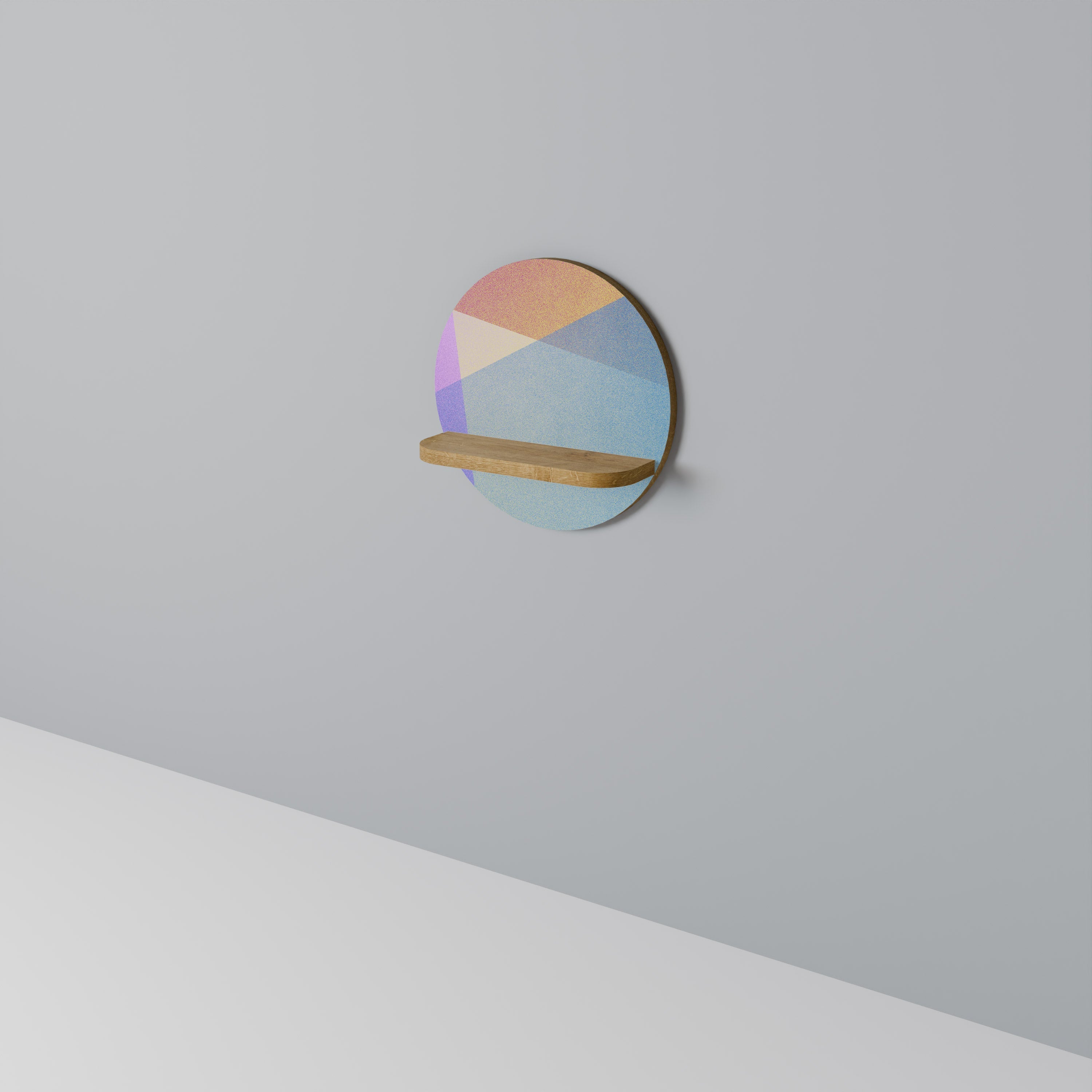 Στρογγυλό ράφι τέχνης BRIGHT GEOMETRIA σε εφέ δρυός