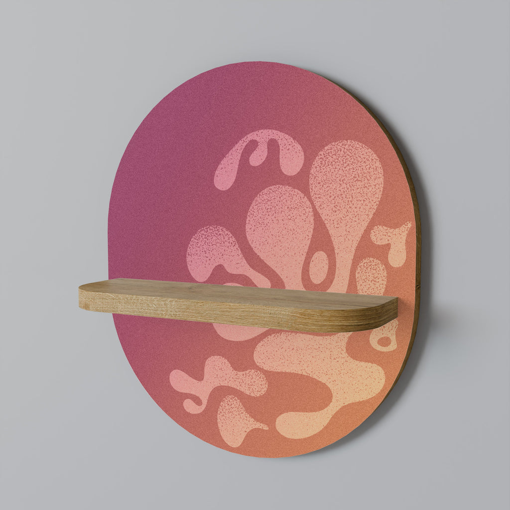 IRREGULAR PINK Oval Art Shelf In Oak Effect