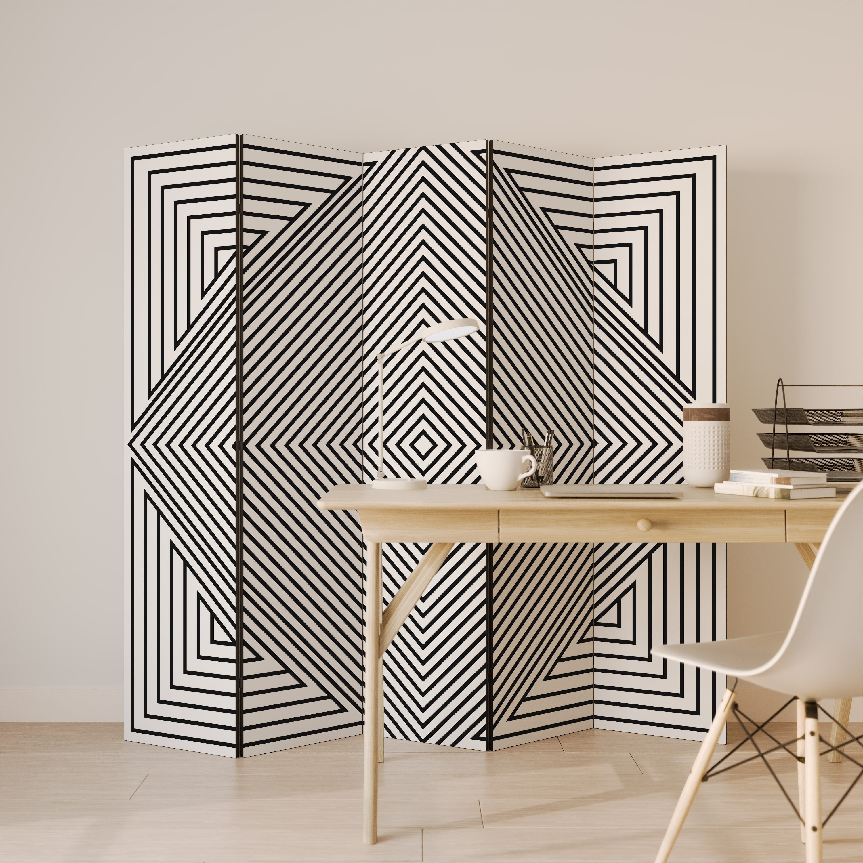 POLYGON ILLUSION 5-Panel Room Divider