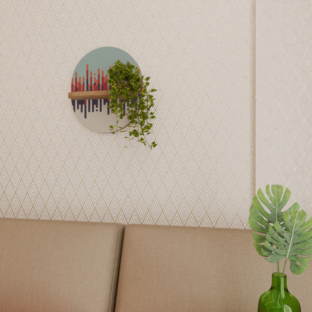 CHROMA CONTOURS Oval Art Shelf In Oak Effect