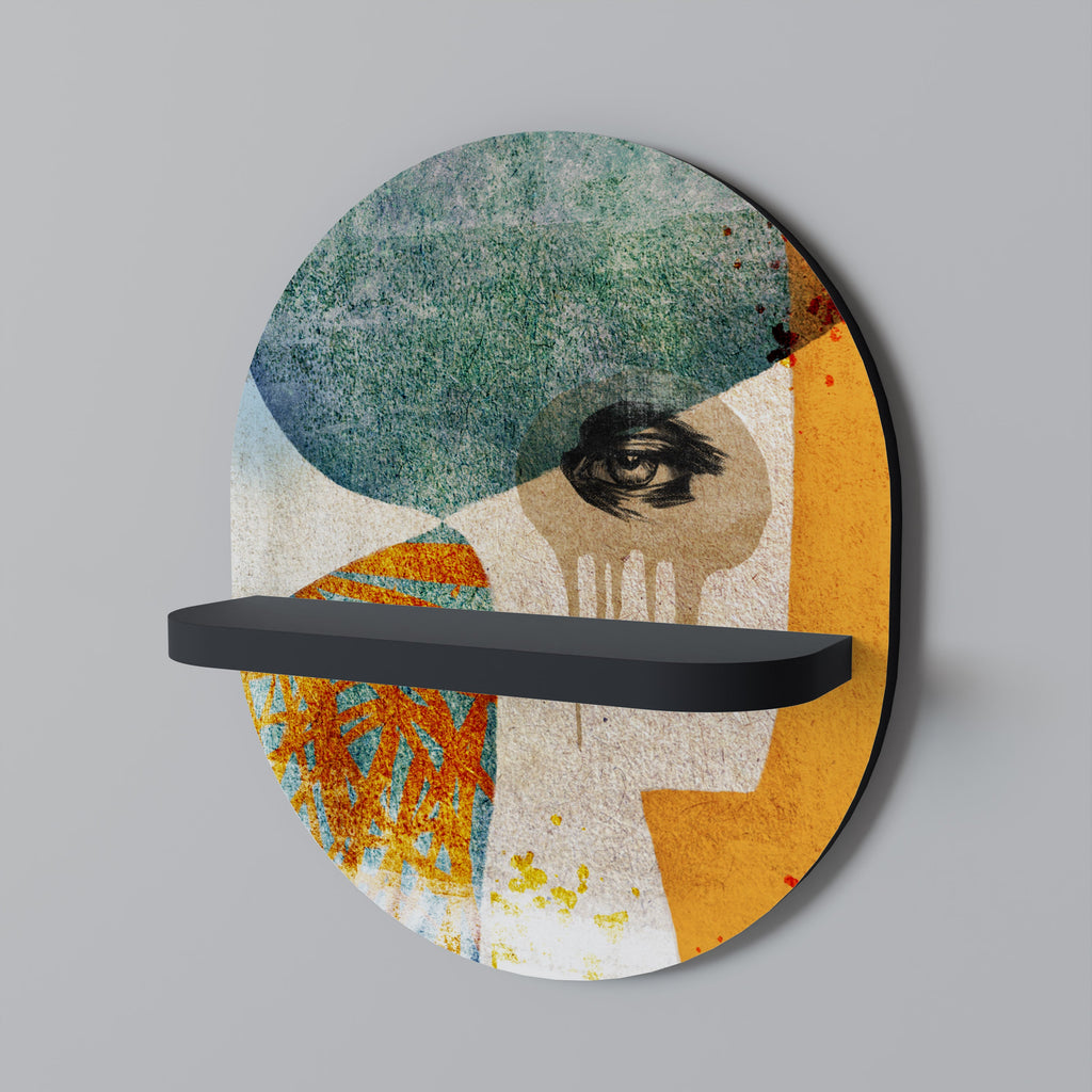 Οβάλ Ράφι Τέχνης ABSTRACT FACES σε Μαύρο Φινίρισμα