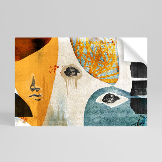 ABSTRACT FACES Αυτοκόλλητη Αφίσα οριζόντια