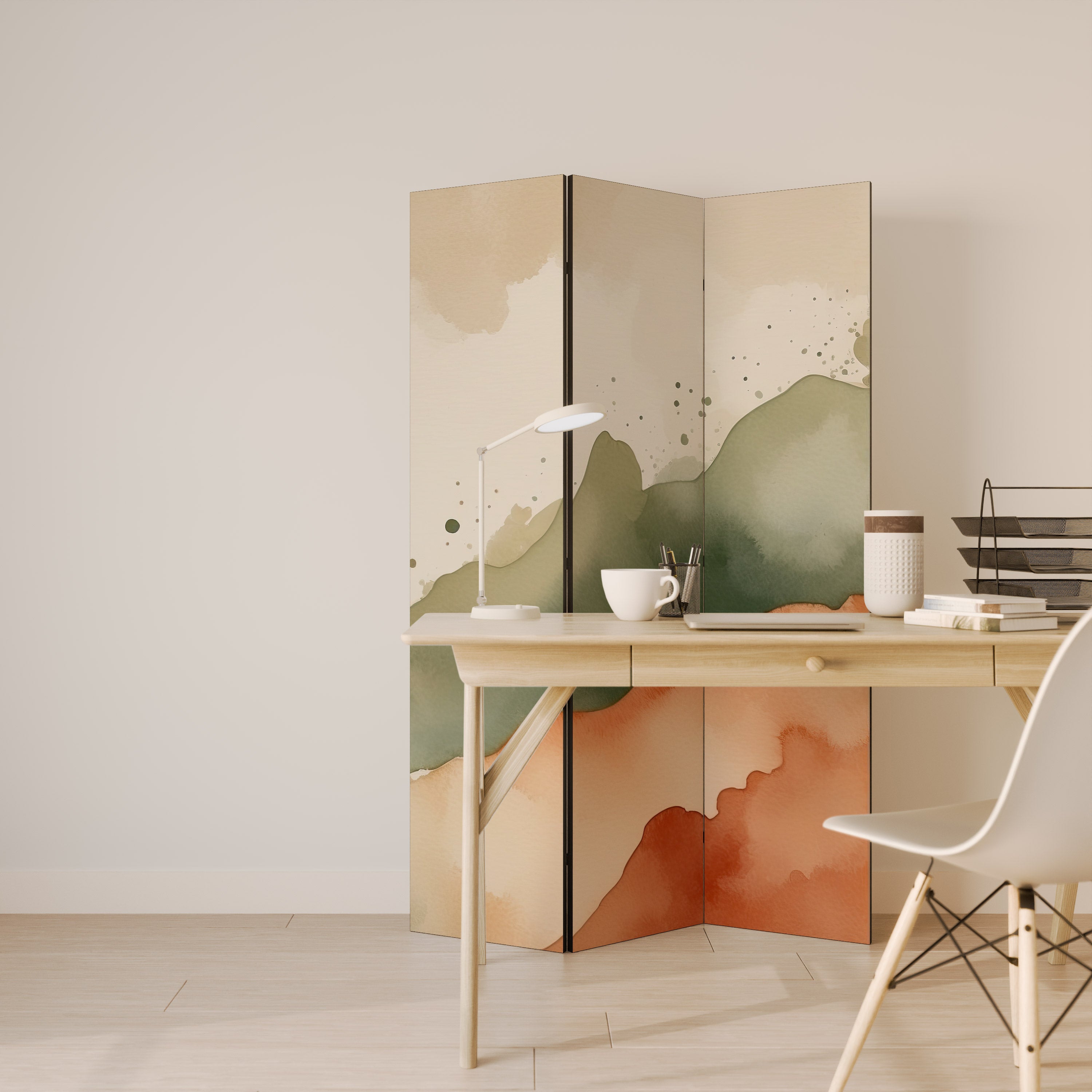 WATERCOLOUR PEAKS Διακοσμητικό παραβάν με 3 πάνελ