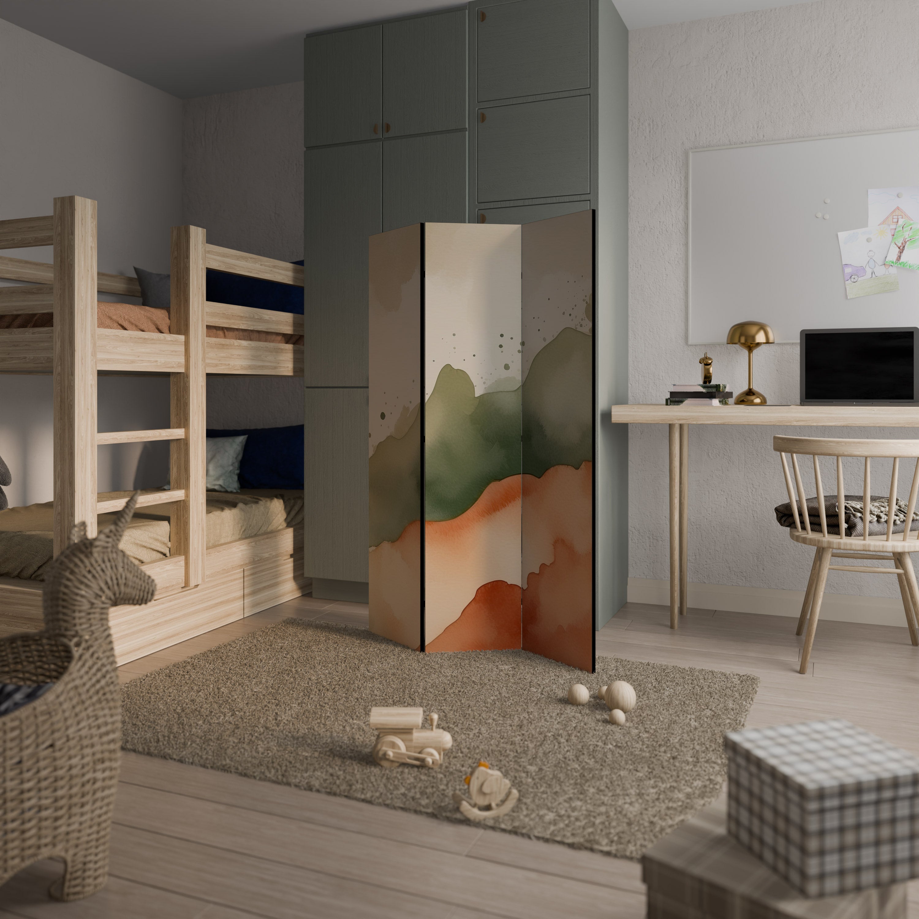 WATERCOLOUR PEAKS Διακοσμητικό παραβάν με 3 πάνελ