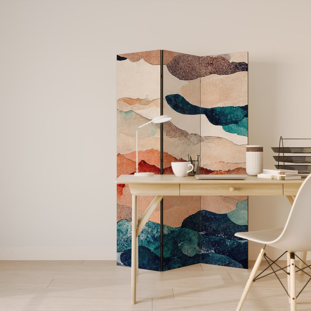 ABSTRACT LANDSCAPE Decorative 3-Panel Room Divider