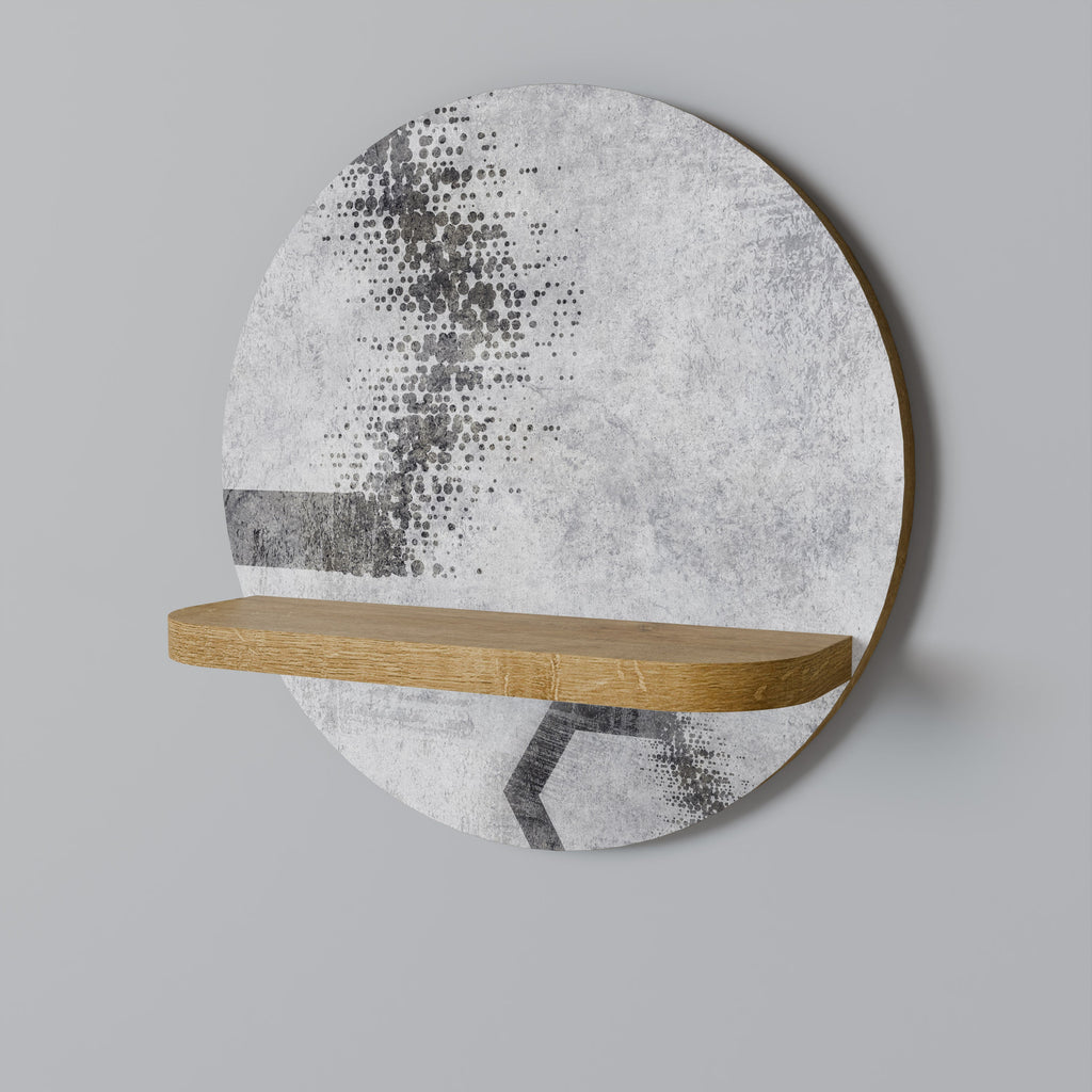 HEXAGONAL FIGURES Round Art Shelf In Oak Effect