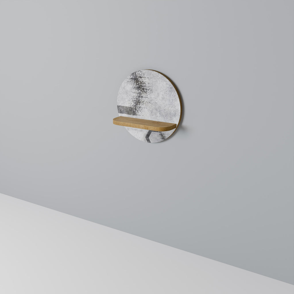 HEXAGONAL FIGURES Round Art Shelf In Oak Effect