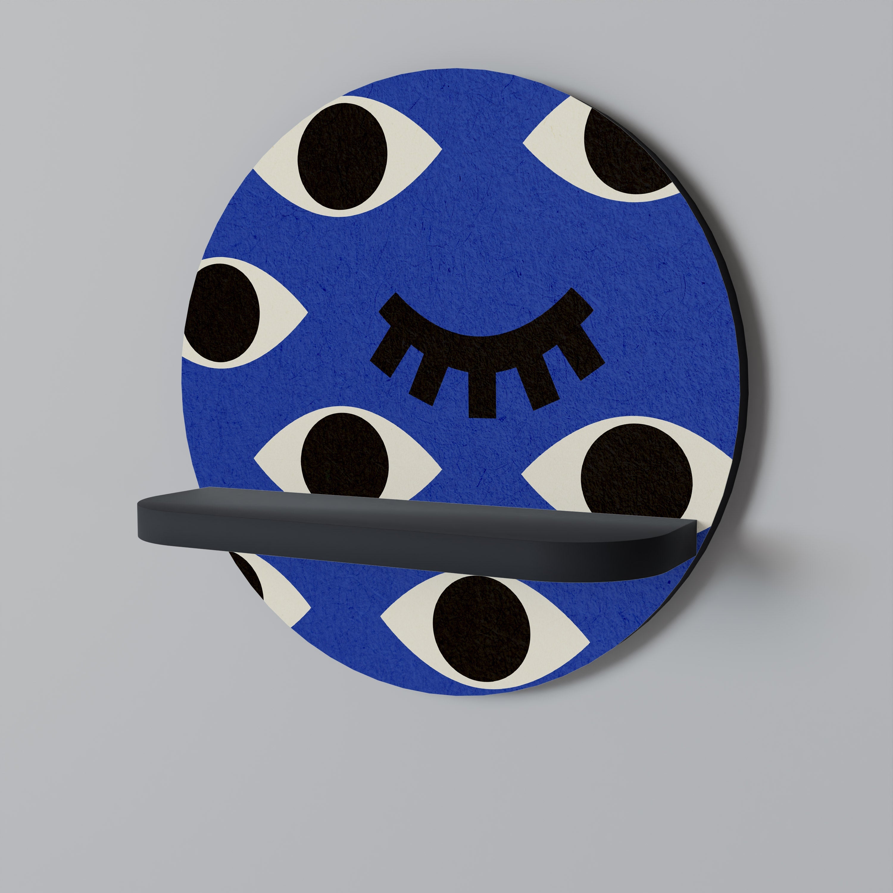 Στρογγυλό ράφι τέχνης GEOMETRIC EYES σε μαύρο φινίρισμα