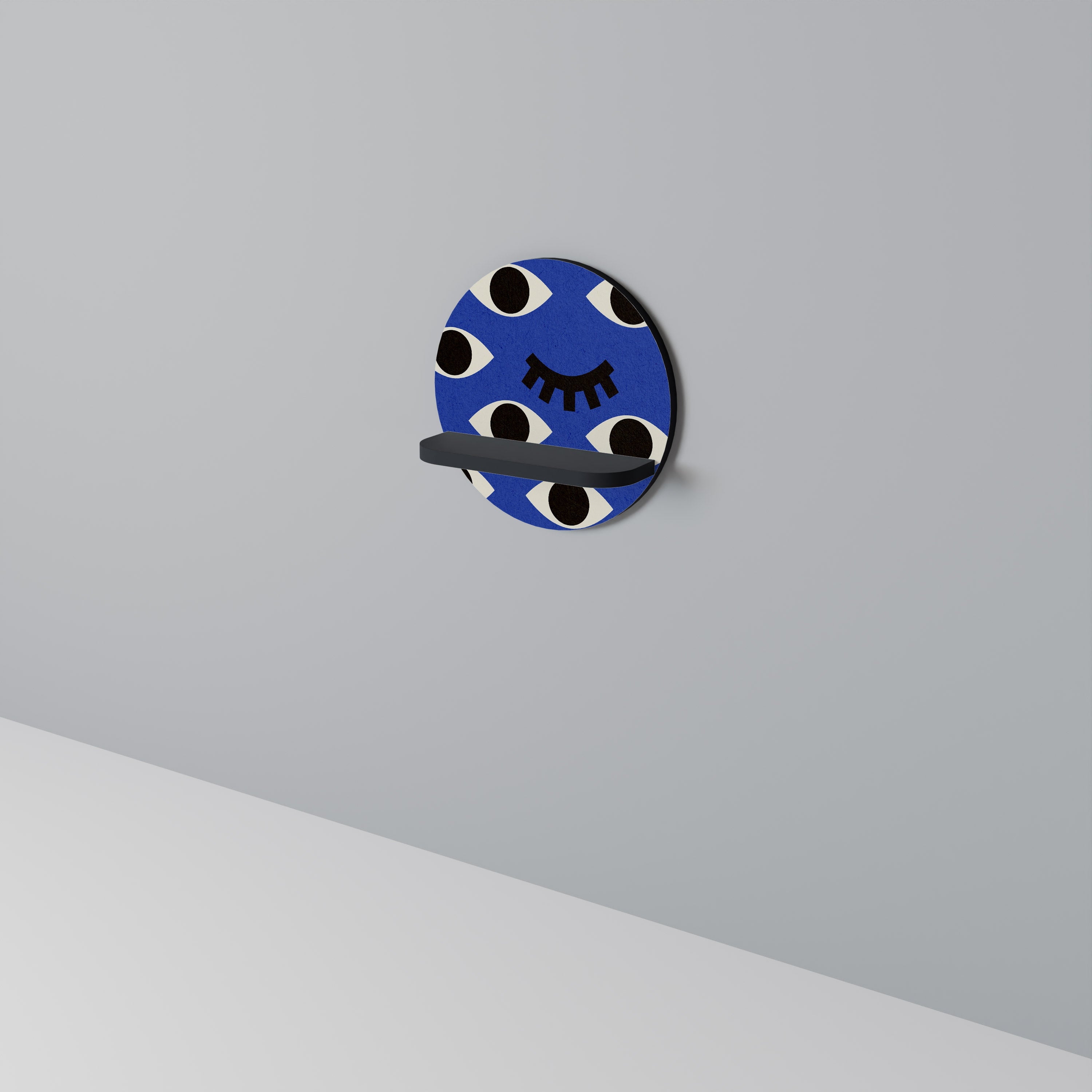 Στρογγυλό ράφι τέχνης GEOMETRIC EYES σε μαύρο φινίρισμα