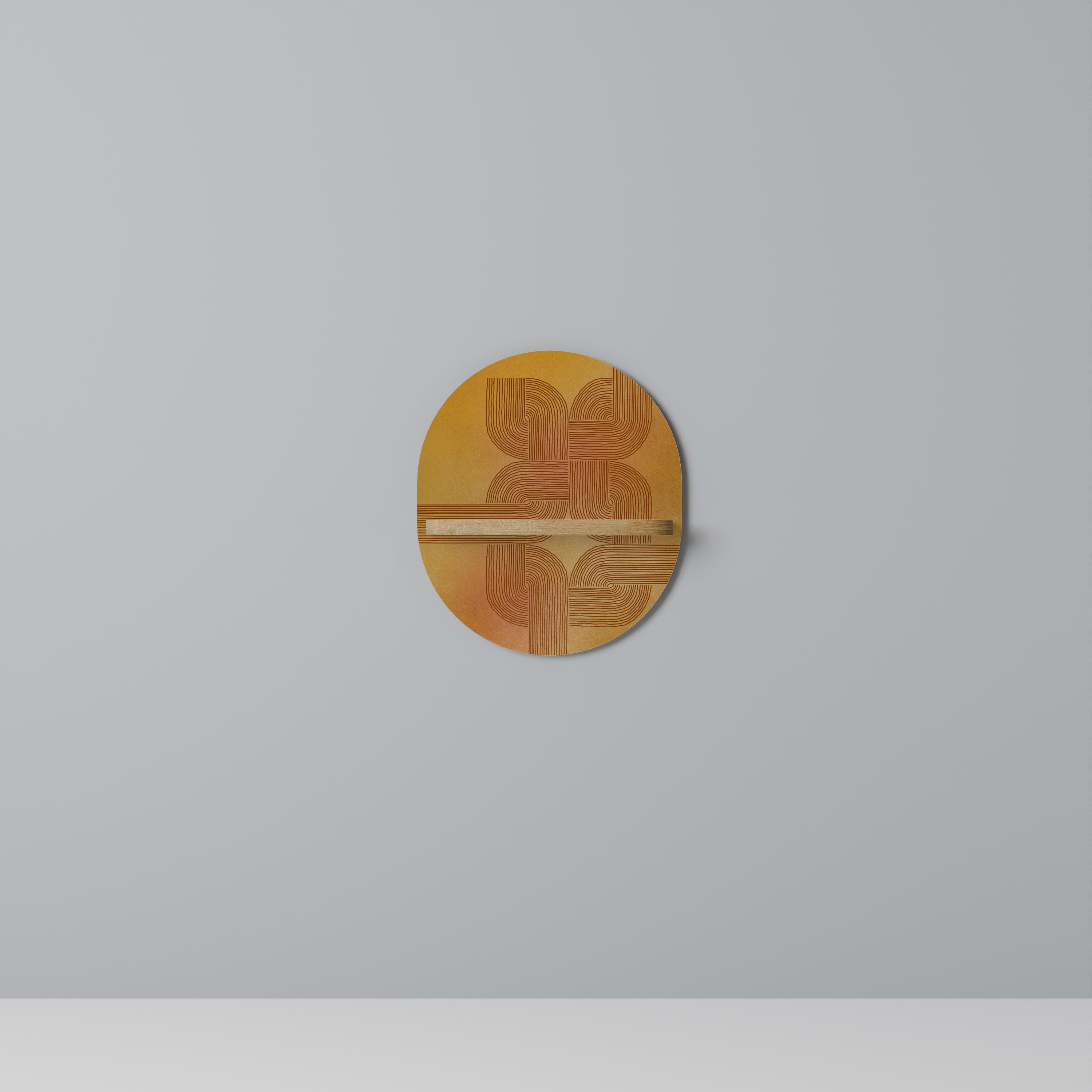 STRENGTHENING RELATION Oval Art Shelf In Oak Effect
