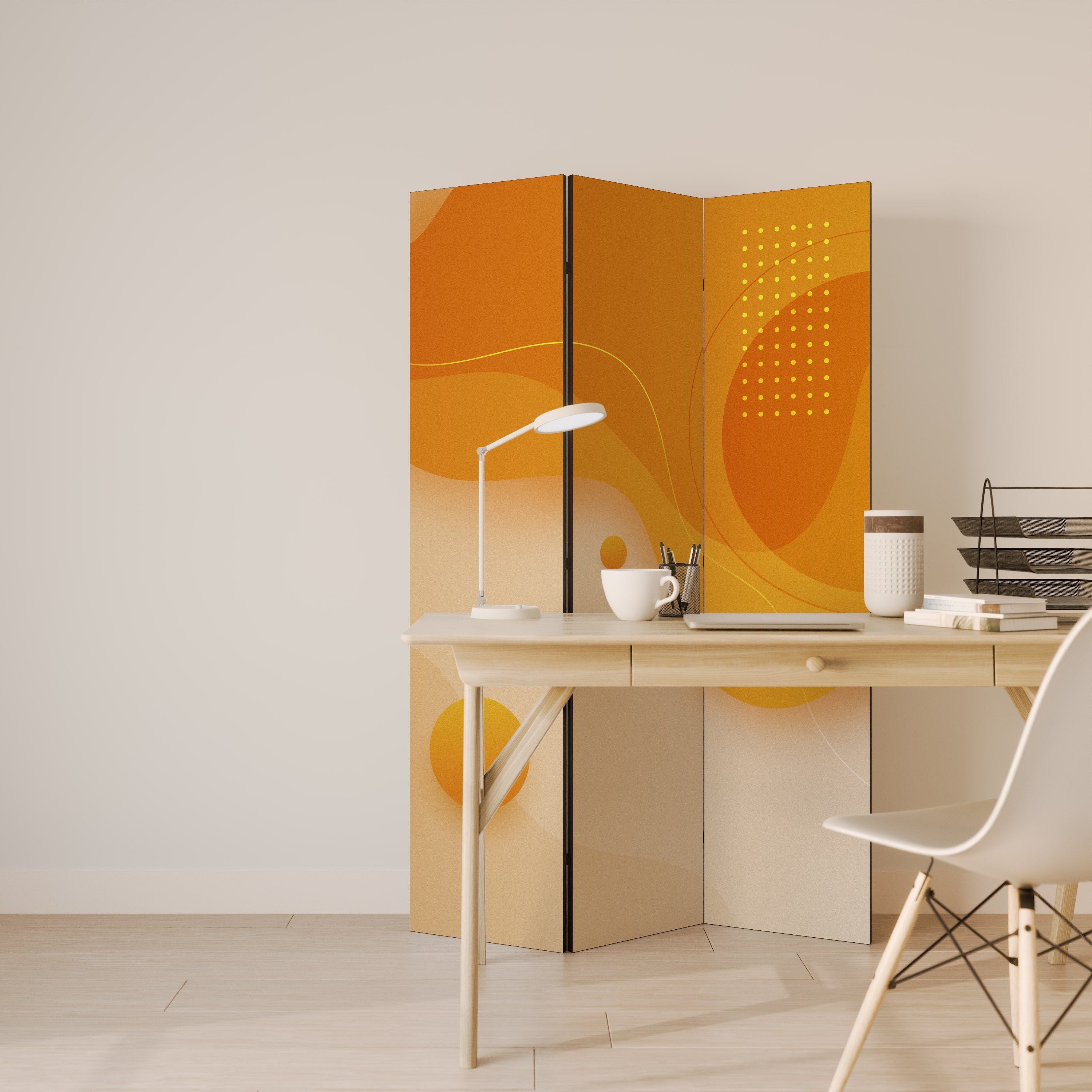ORANGE ARRANGEMENT 3-Panel Room Divider