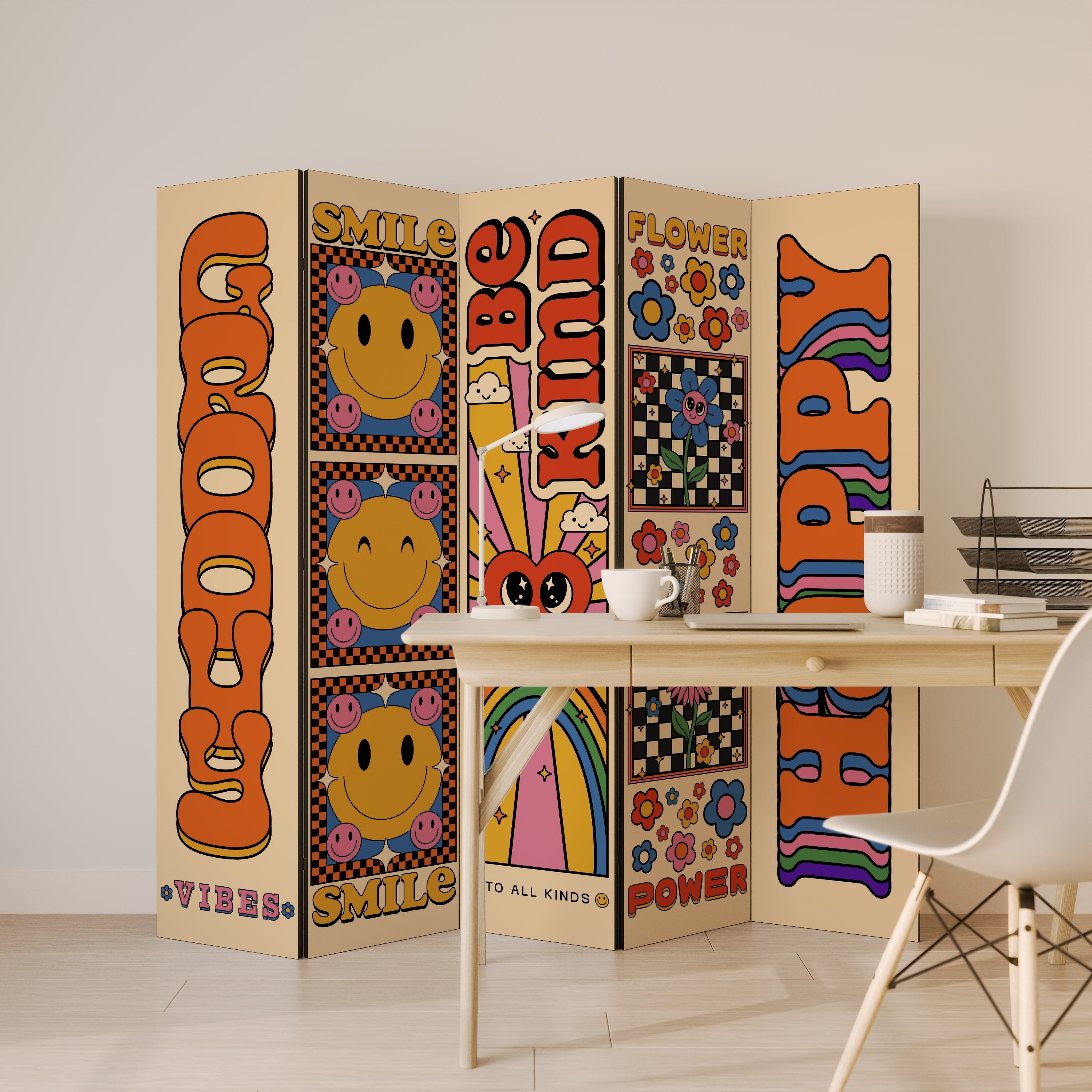 GROOVY POSTERS Διακοσμητικό διαχωριστικό δωματίου 5 πάνελ