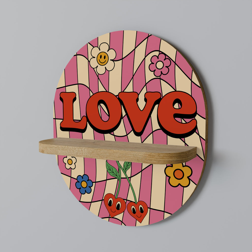 ROCKING LOVE Oval Art Shelf In Oak Effect