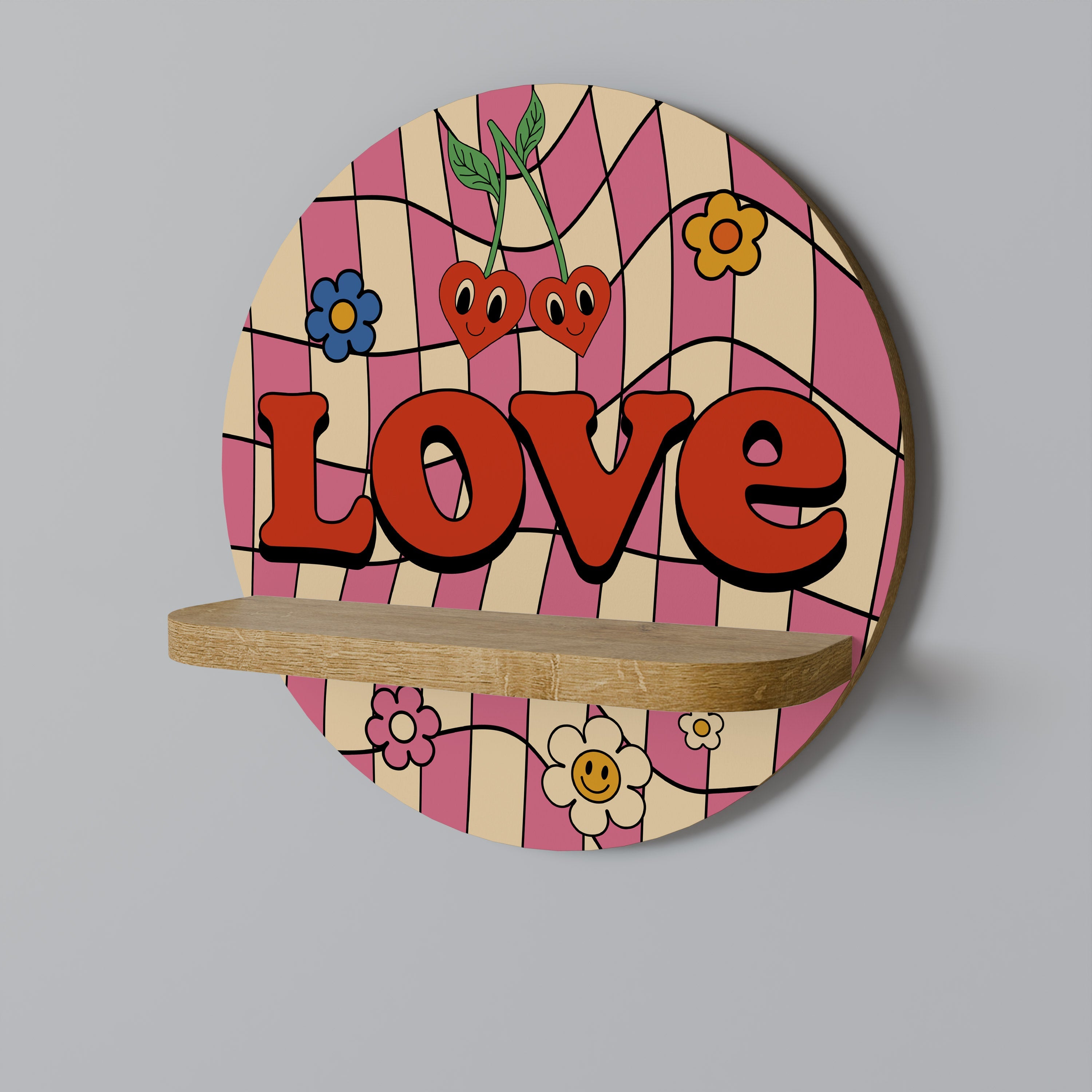 Στρογγυλό ράφι ROCKING LOVE σε στιλ δρυός