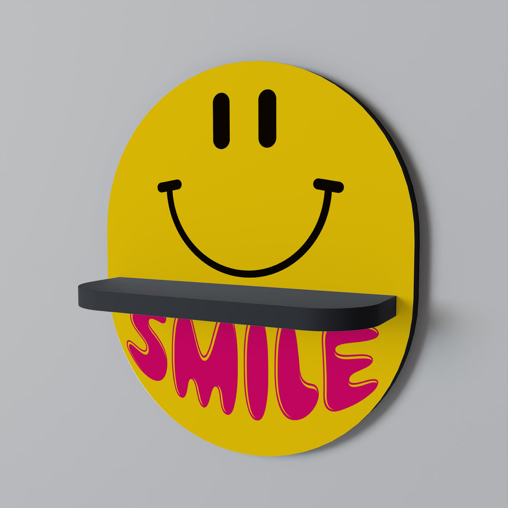 Οβάλ Ράφι Τέχνης KEEP SMILING σε Μαύρο Φινίρισμα