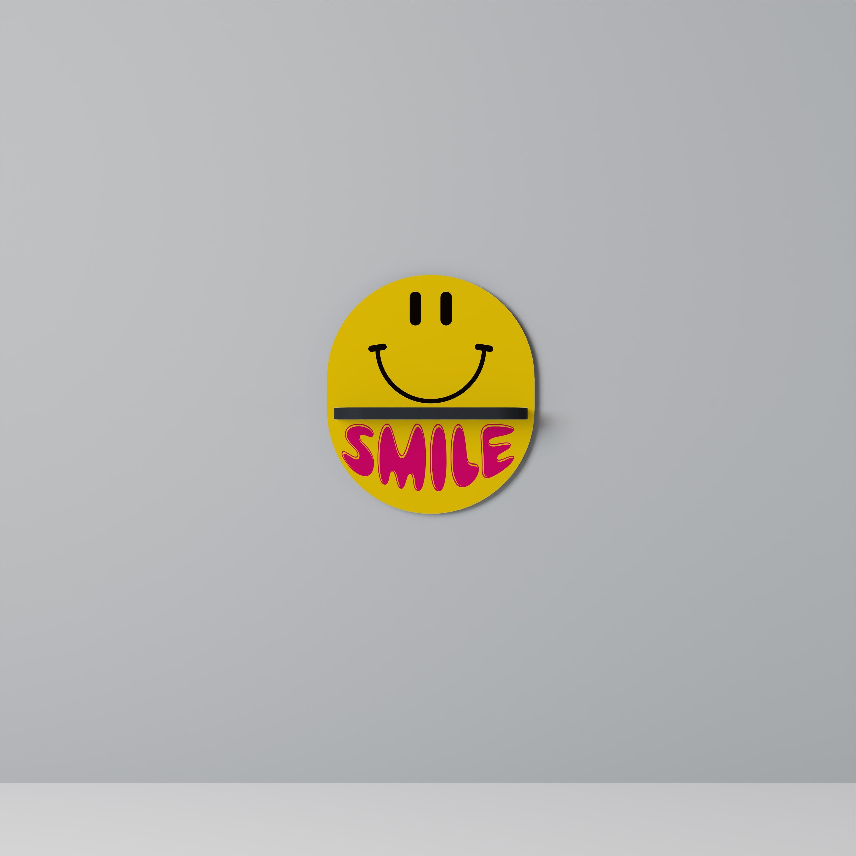 Οβάλ Ράφι Τέχνης KEEP SMILING σε Μαύρο Φινίρισμα