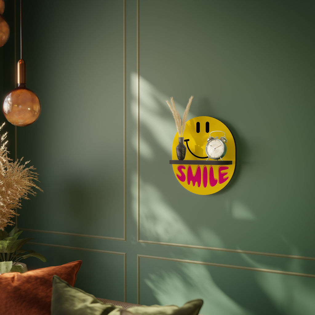 Οβάλ Ράφι Τέχνης KEEP SMILING σε Μαύρο Φινίρισμα