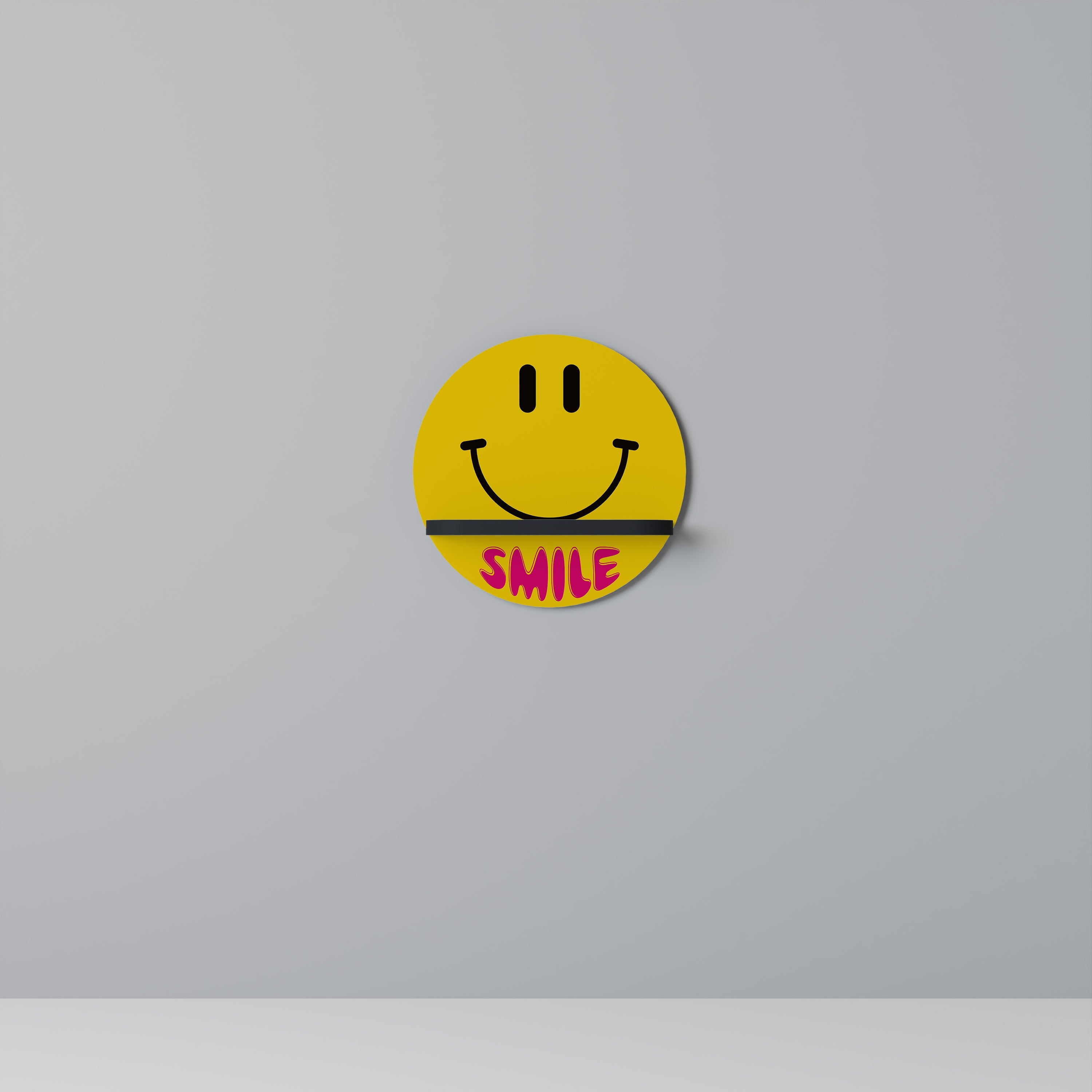 Στρογγυλό ράφι τέχνης KEEP SMILING σε μαύρο φινίρισμα