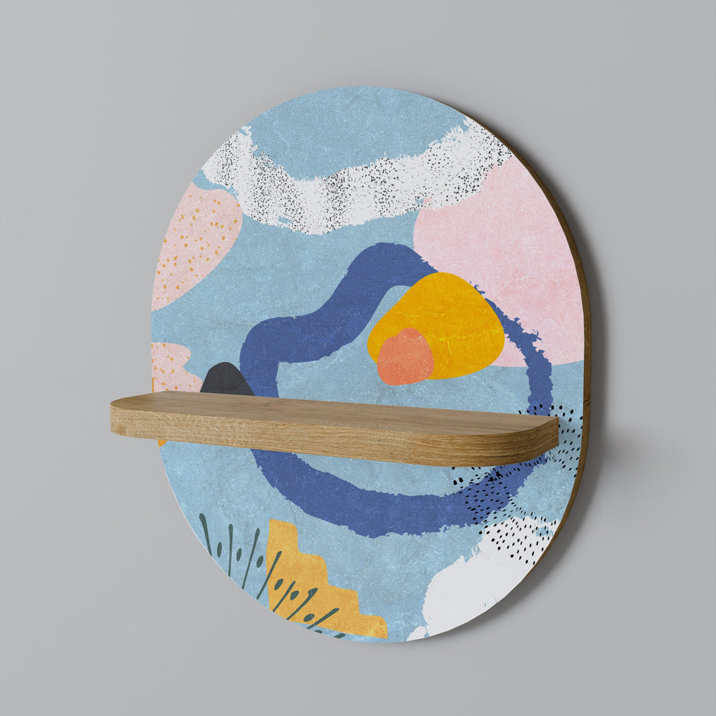 DREAMY SWIRLS Oval Art Shelf In Oak Effect