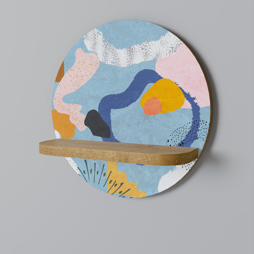 DREAMY SWIRLS Round Art Shelf In Oak Effect