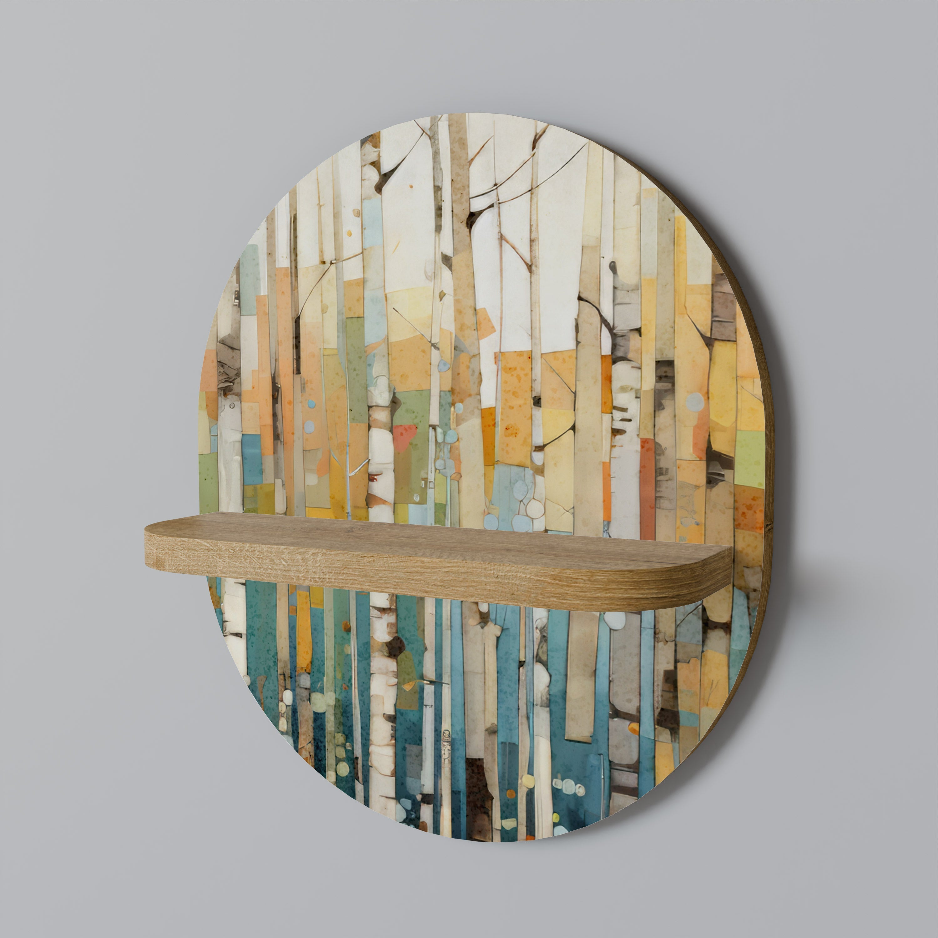 BIRCH KALEIDOSCOPE Oval Art Shelf In Oak Effect
