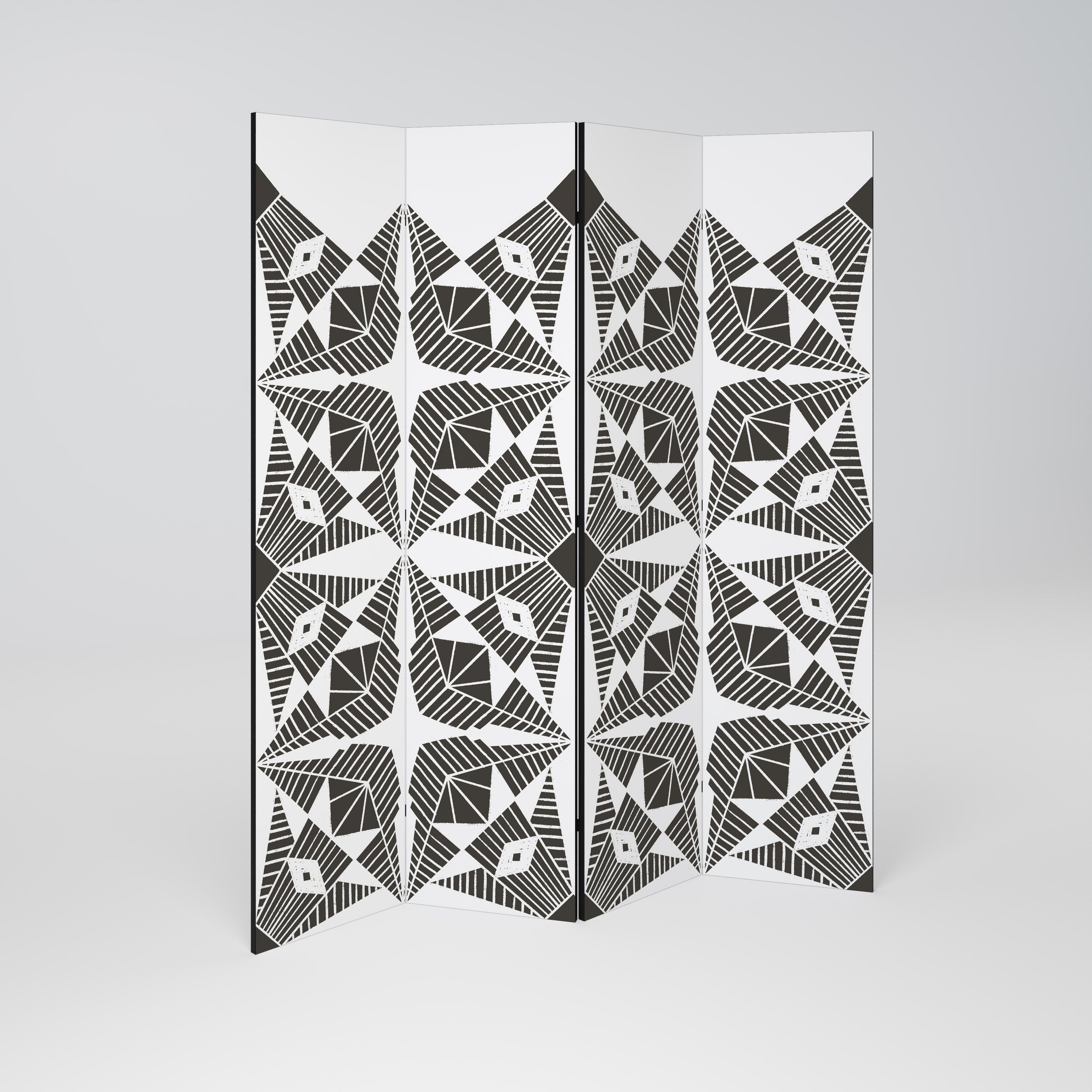 MONOCHROME NEXUS Decorative 4-Panel Room Divider