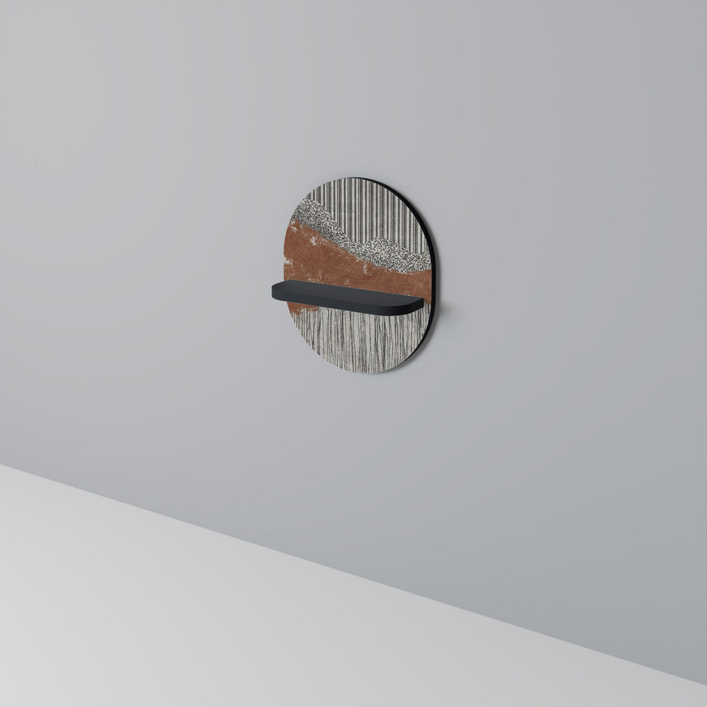 STRIPED TERRAIN Oval Art Shelf In Black Finish
