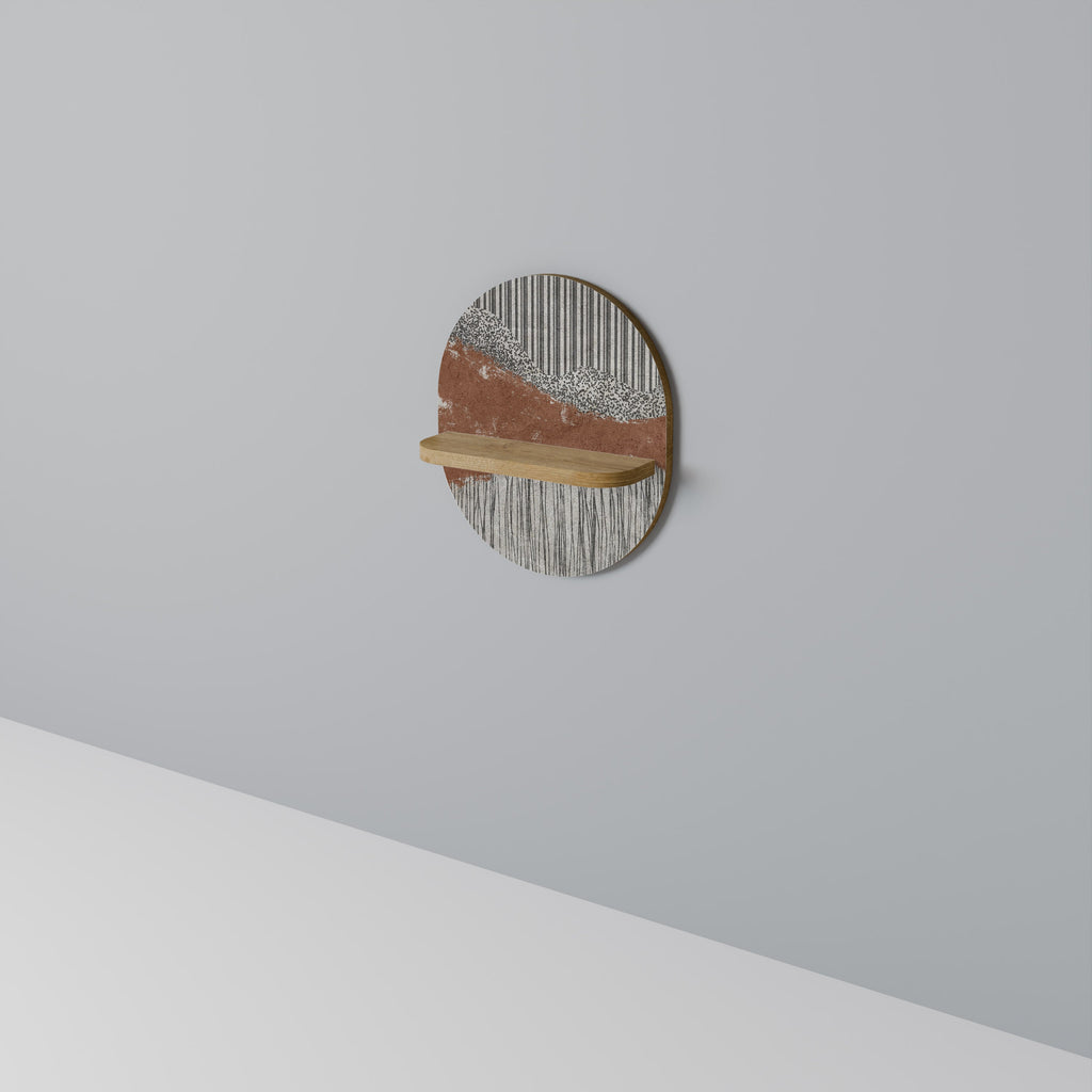 STRIPED TERRAIN Oval Art Shelf In Oak Effect
