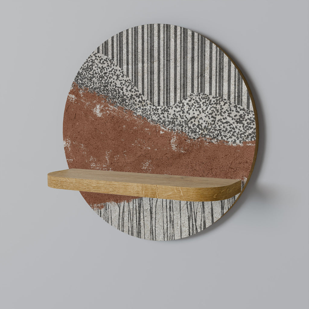 Στρογγυλό ράφι τέχνης STRIPED TERRAIN σε όψη δρυός