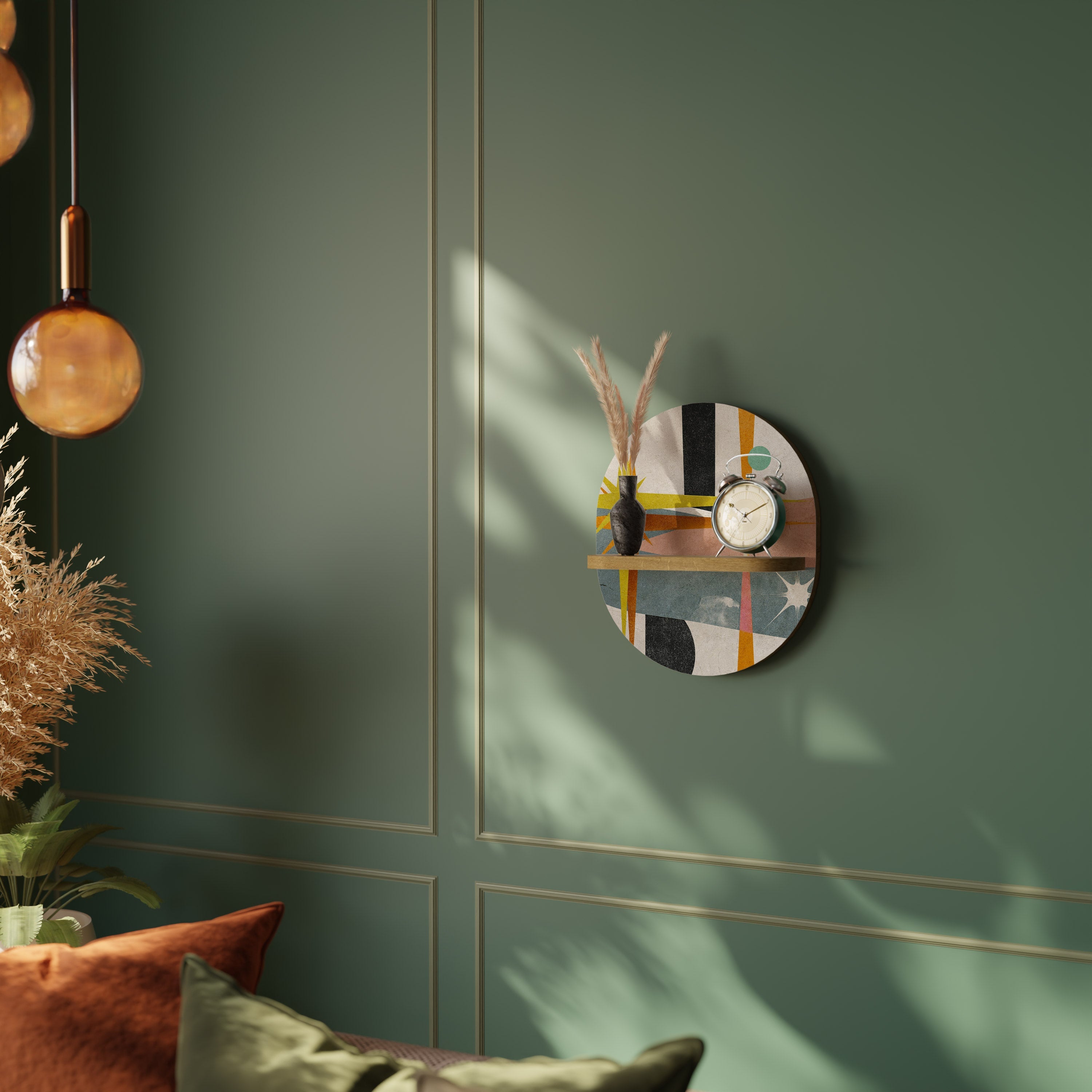 INTERSTELLAR VIBES Oval Art Shelf In Oak Effect