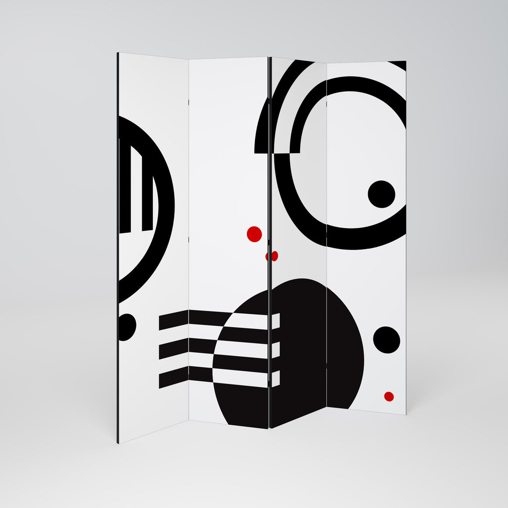 BLACK AND WHITE COMBINATION Παραβάν με 4 πάνελ