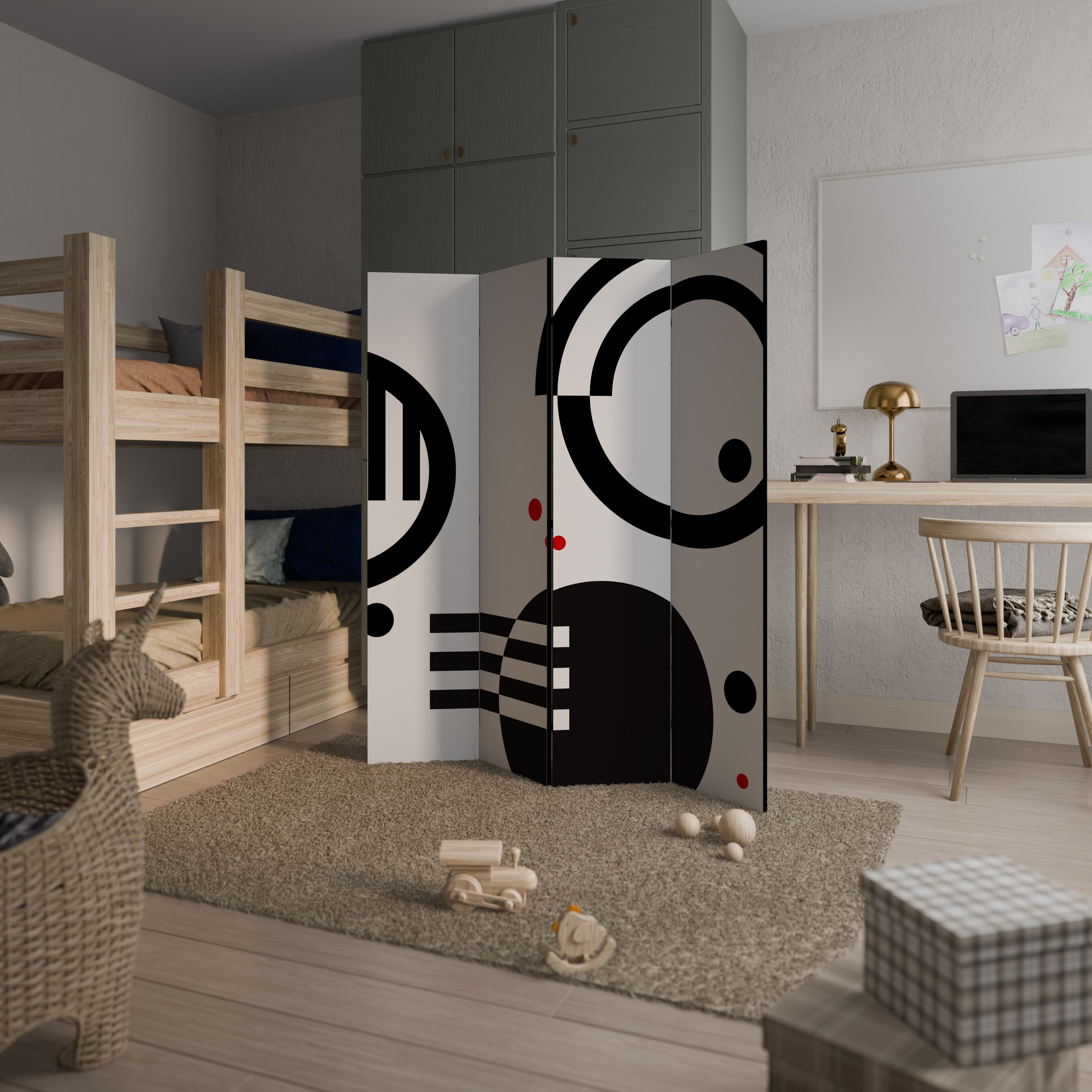 BLACK AND WHITE COMBINATION Παραβάν με 4 πάνελ